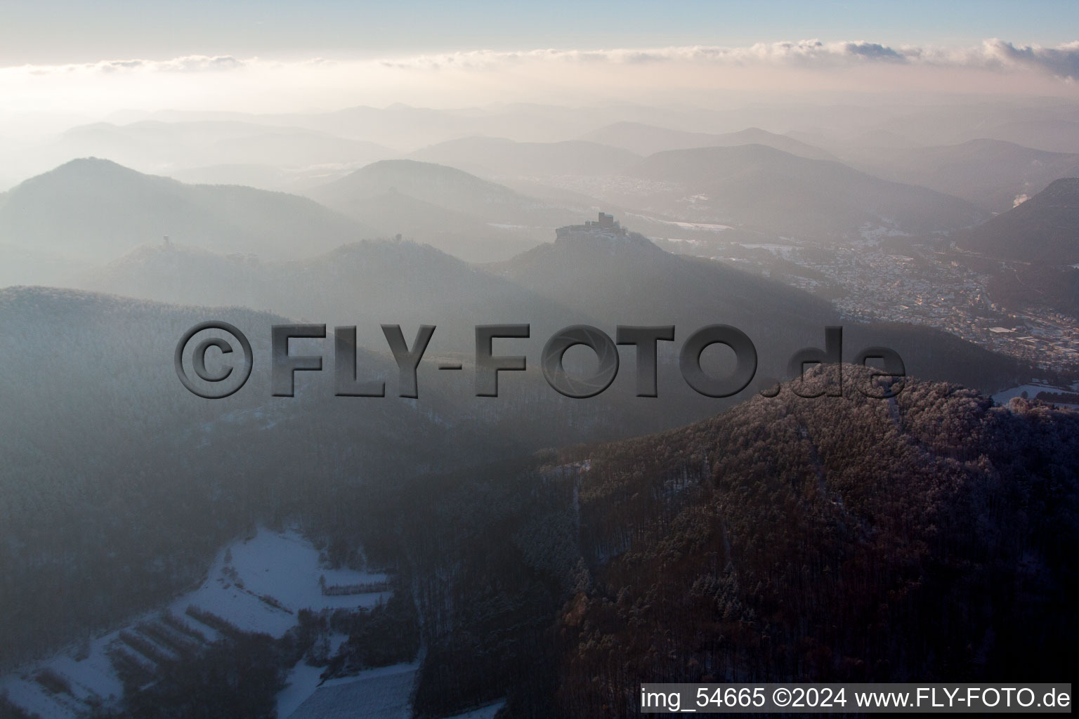 Trifels from the east in Ranschbach in the state Rhineland-Palatinate, Germany