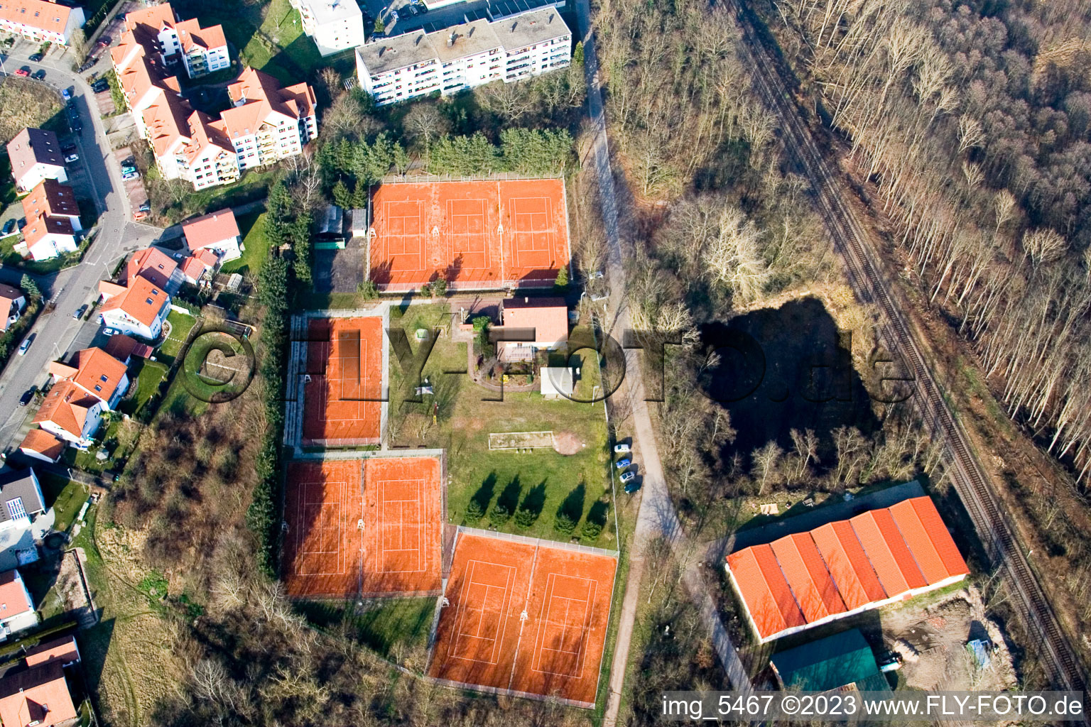 Oblique view of Tennis club in Jockgrim in the state Rhineland-Palatinate, Germany