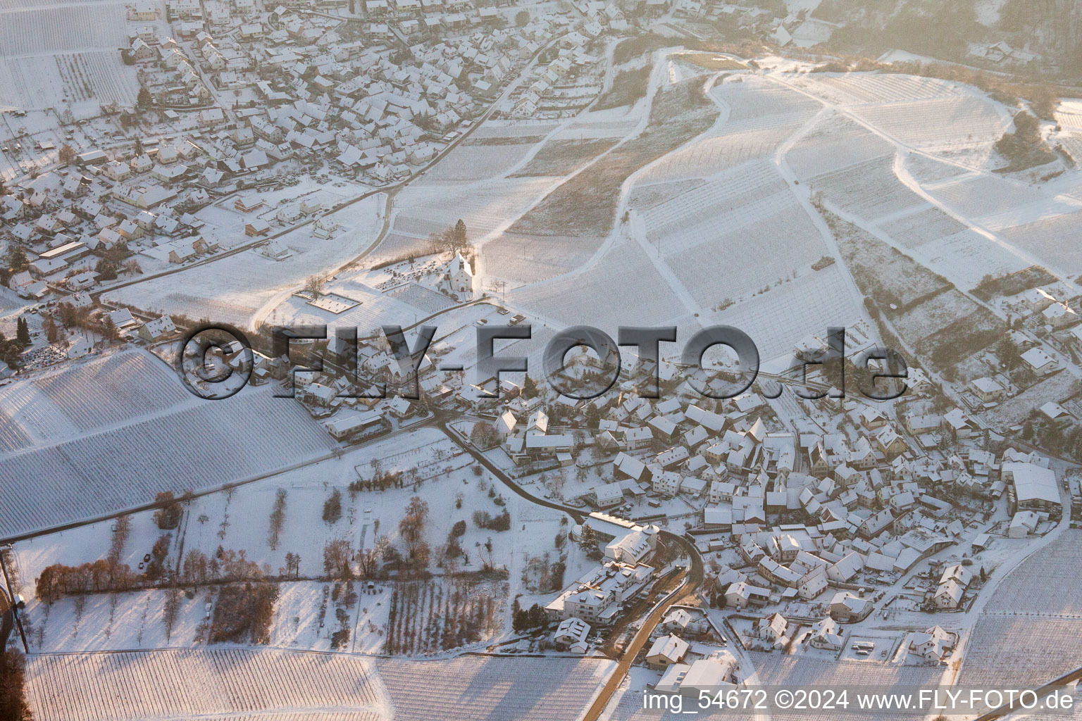 Klingenmünster in the state Rhineland-Palatinate, Germany from the plane