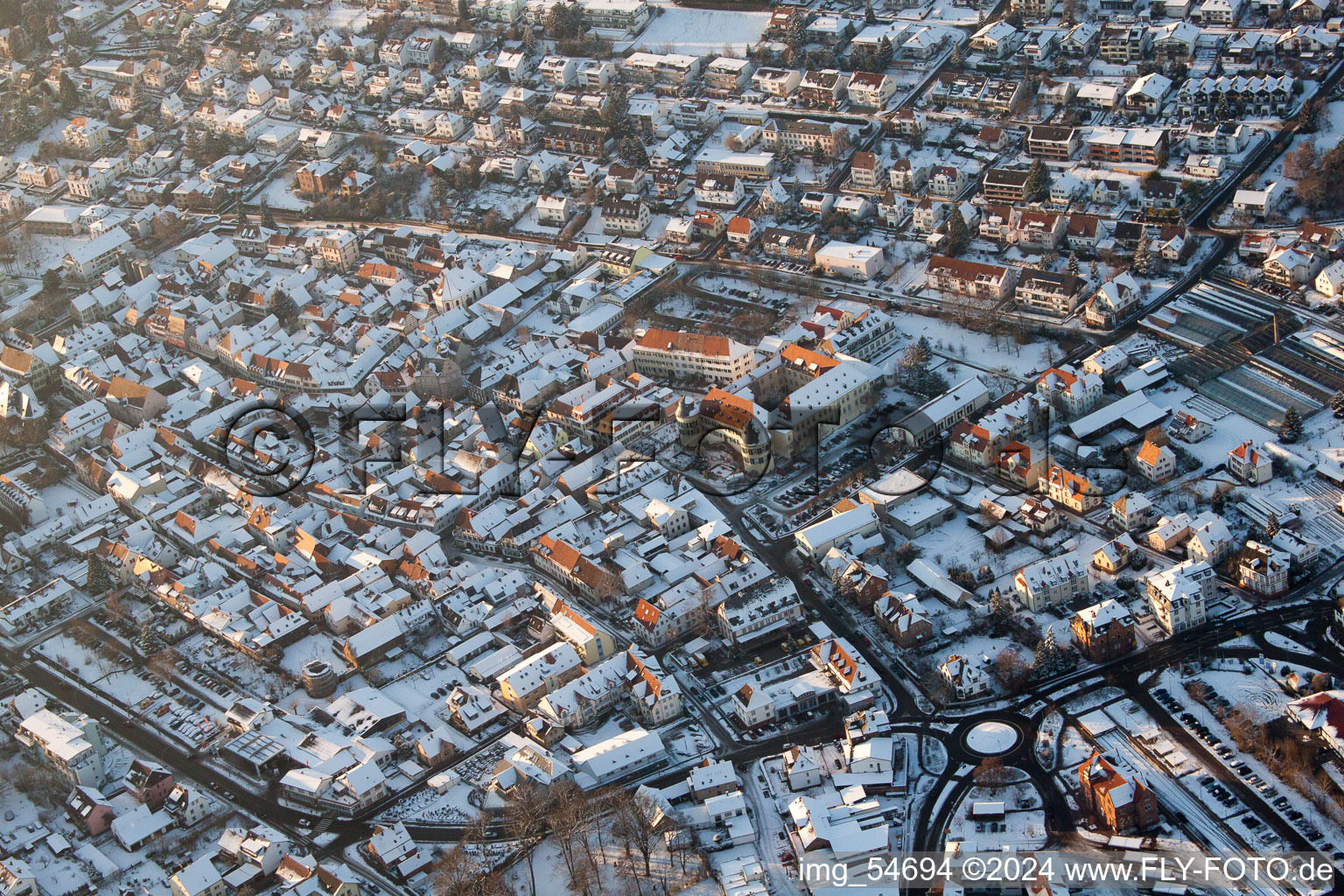 Aerial view of Bad Bergzabern in the state Rhineland-Palatinate, Germany