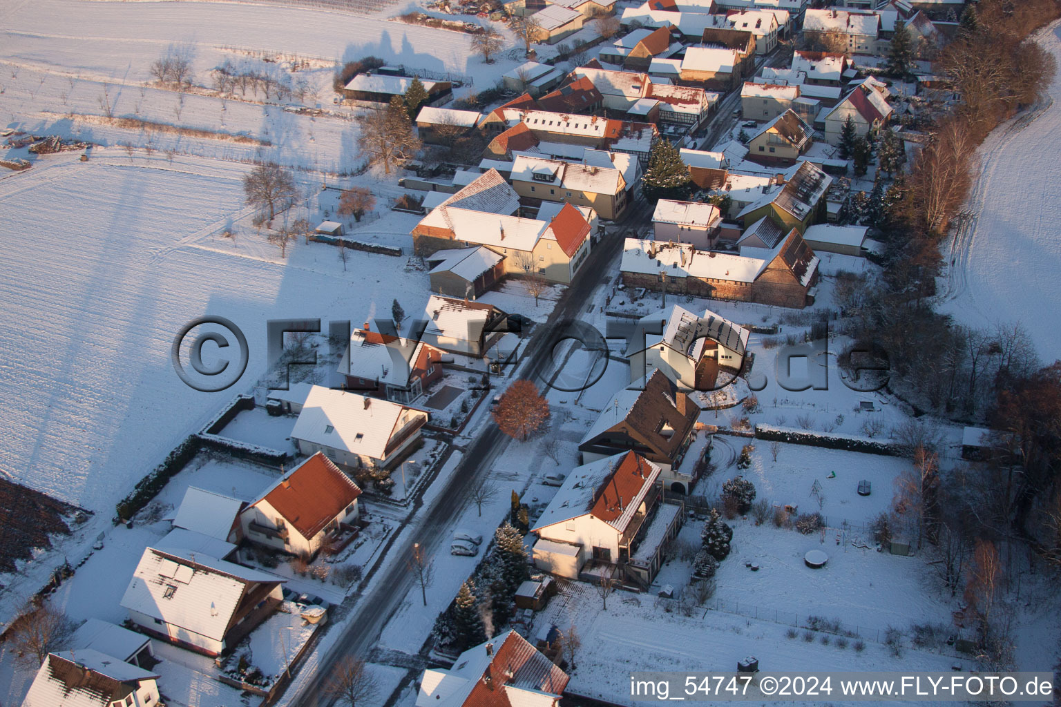 Aerial view of Vollmersweiler in the state Rhineland-Palatinate, Germany