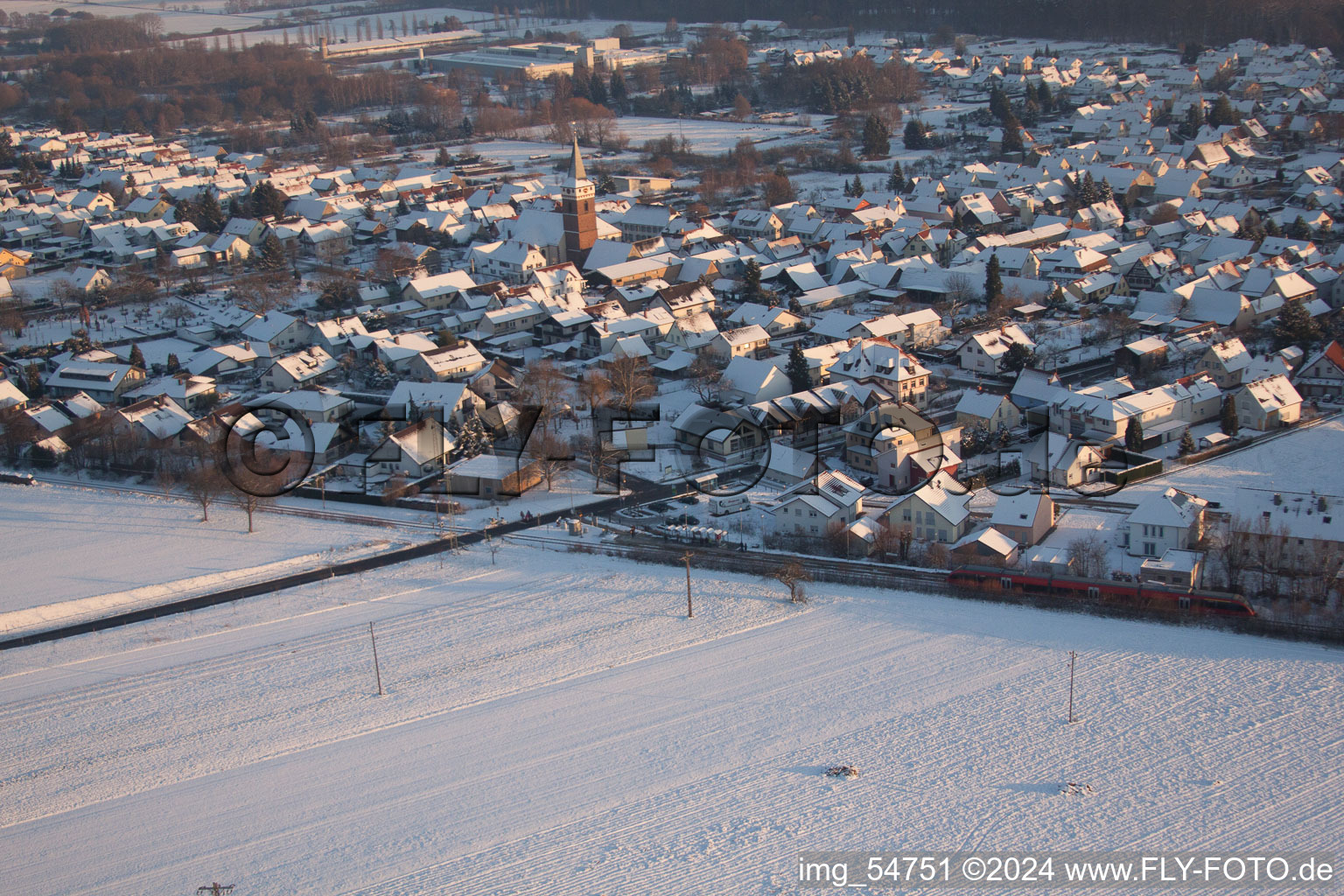 Bird's eye view of District Schaidt in Wörth am Rhein in the state Rhineland-Palatinate, Germany