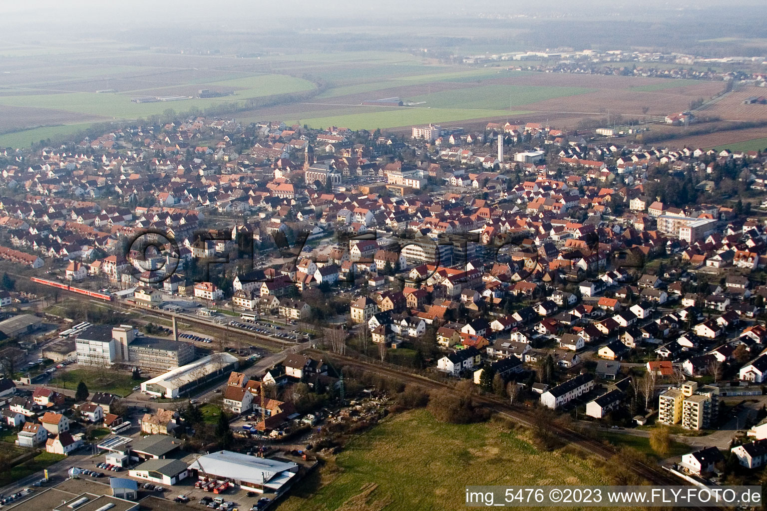 Bird's eye view of From the southeast in Kandel in the state Rhineland-Palatinate, Germany