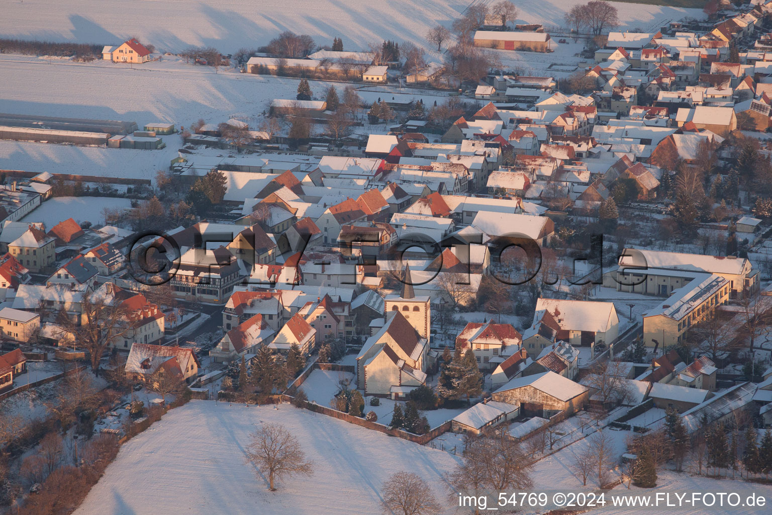 Minfeld in the state Rhineland-Palatinate, Germany from the drone perspective