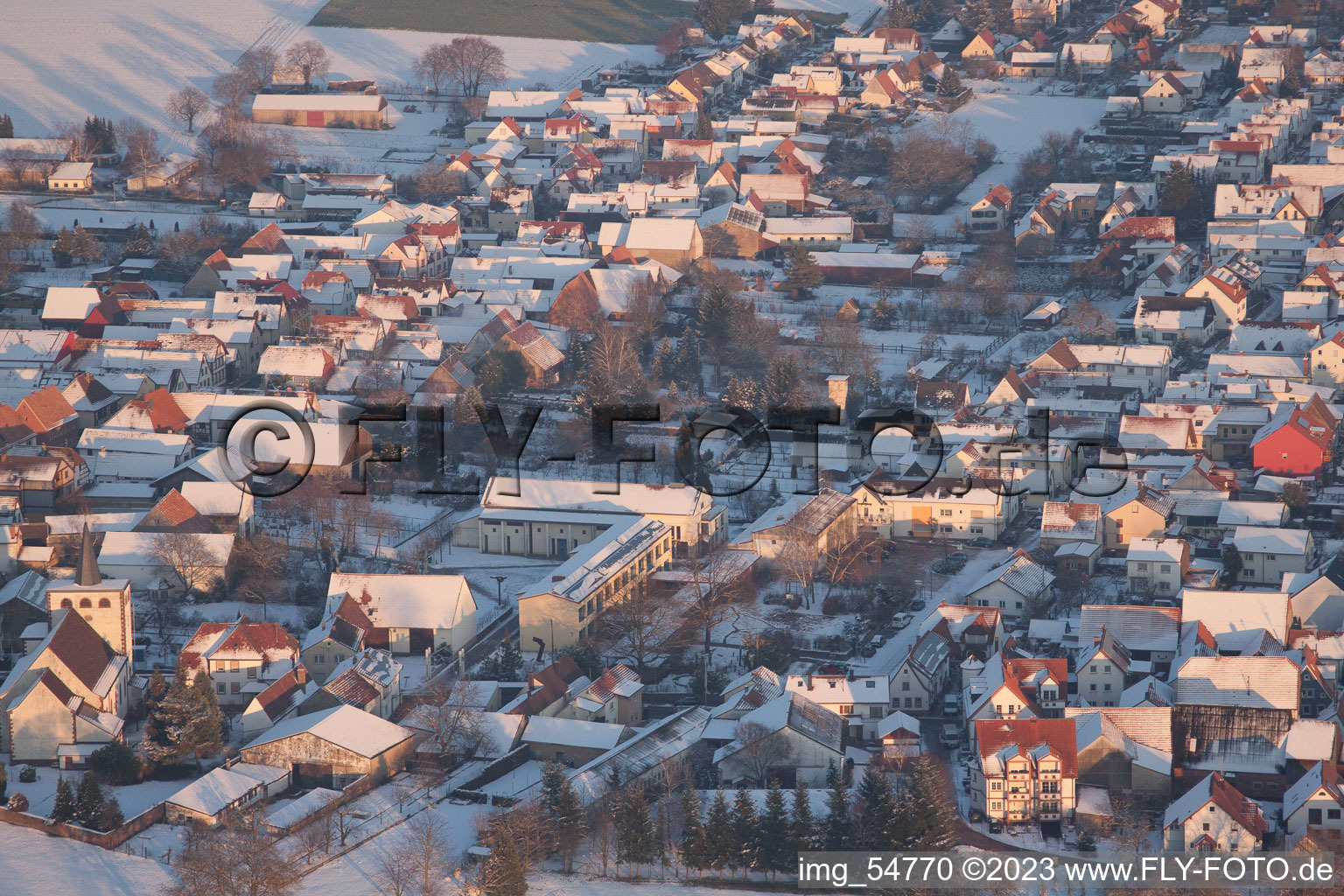 Minfeld in the state Rhineland-Palatinate, Germany from a drone
