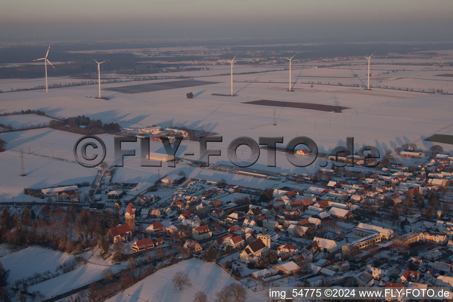 Aerial photograpy of Minfeld in the state Rhineland-Palatinate, Germany