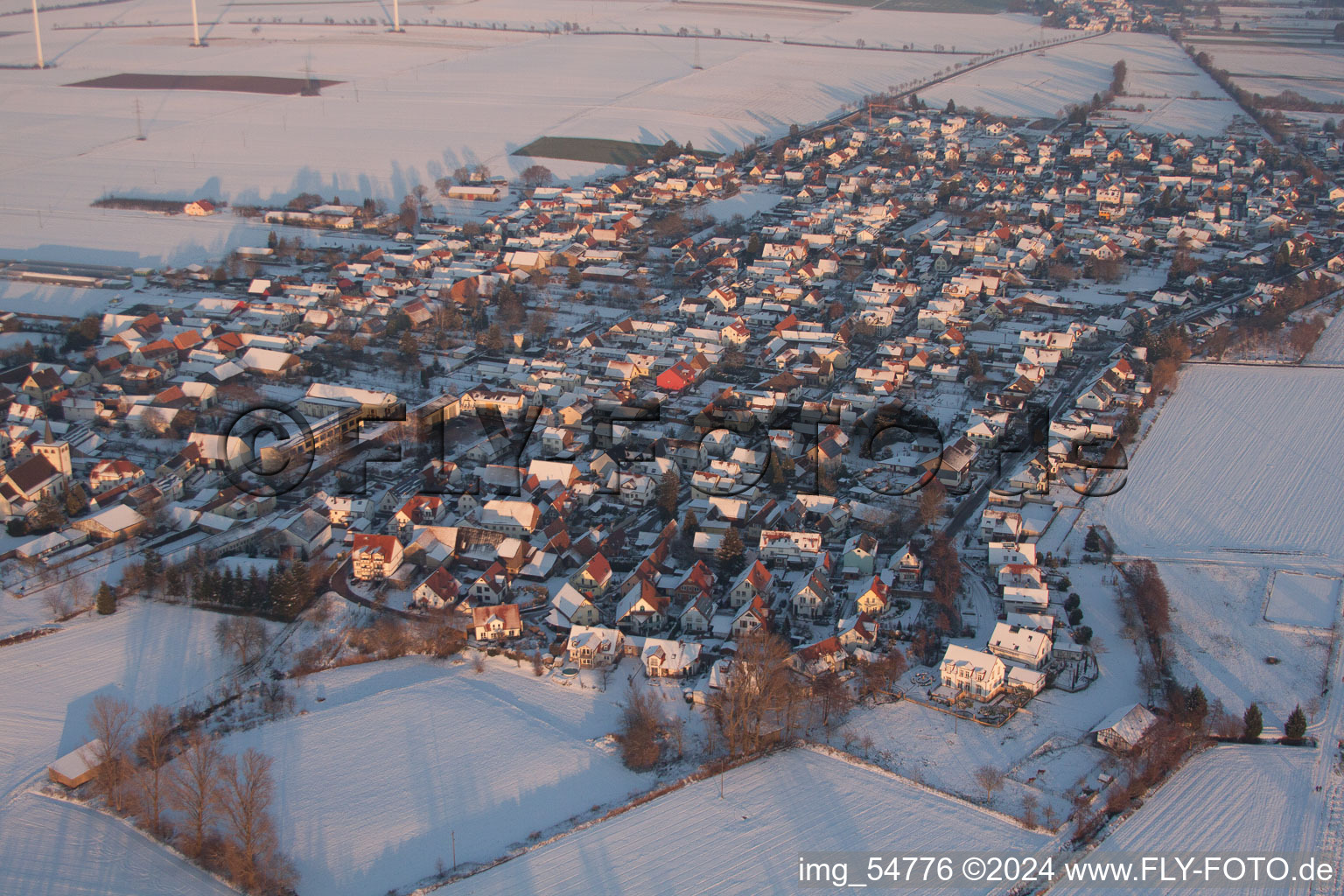 Oblique view of Minfeld in the state Rhineland-Palatinate, Germany