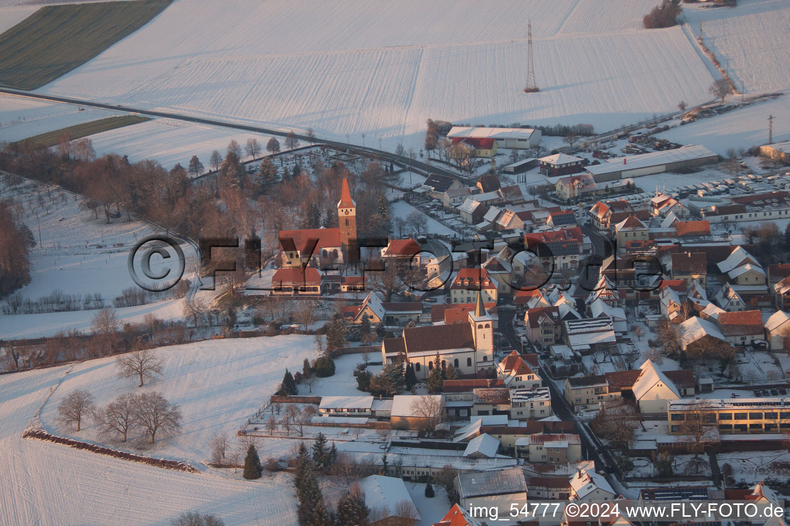 Minfeld in the state Rhineland-Palatinate, Germany from above