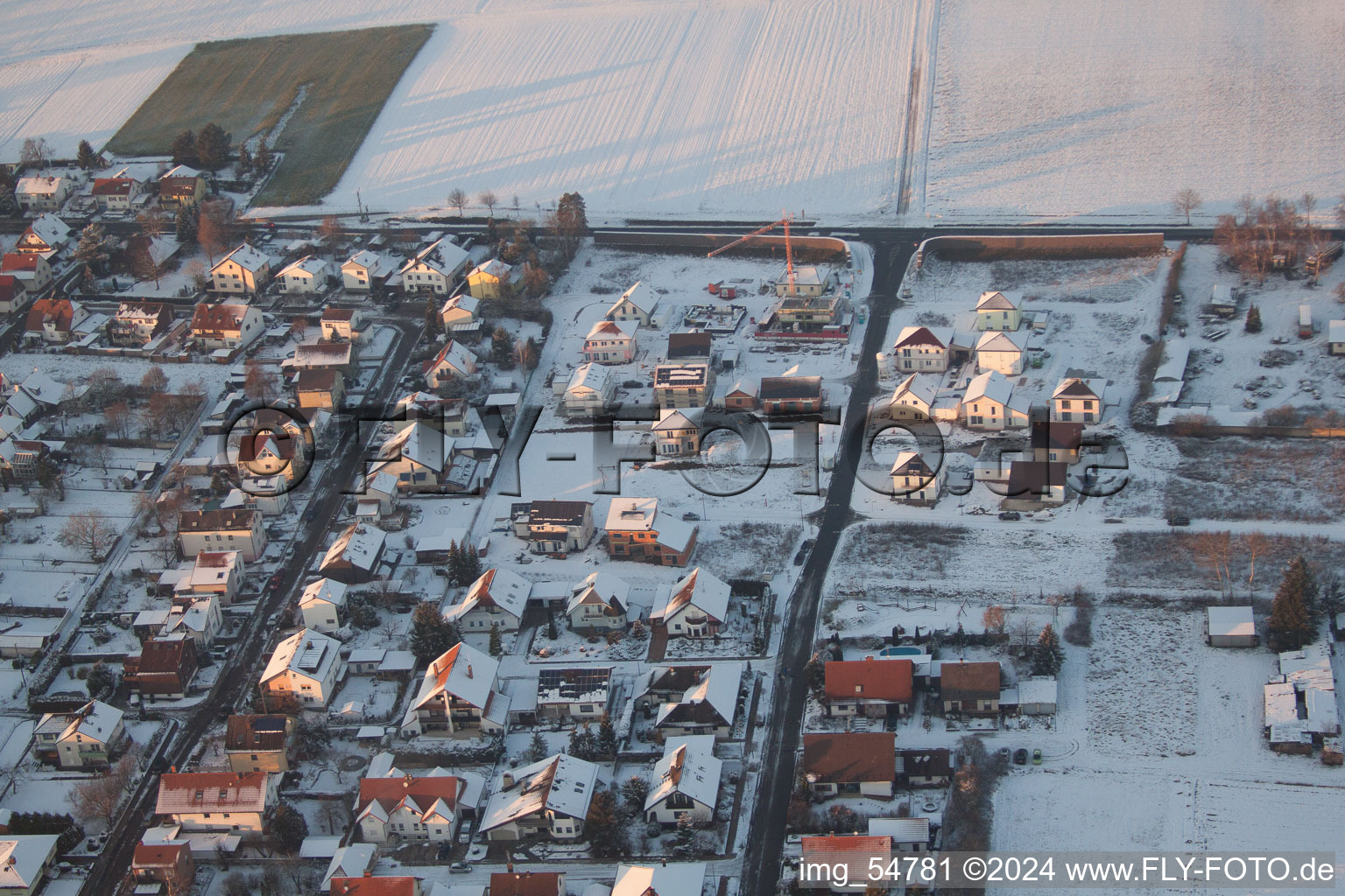 Minfeld in the state Rhineland-Palatinate, Germany from the plane