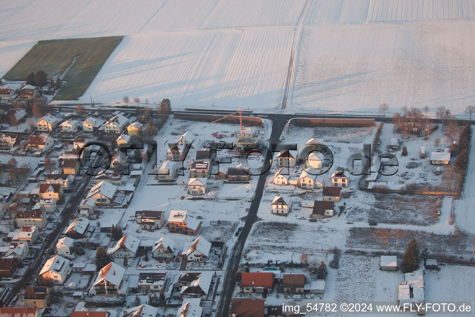 Bird's eye view of Minfeld in the state Rhineland-Palatinate, Germany