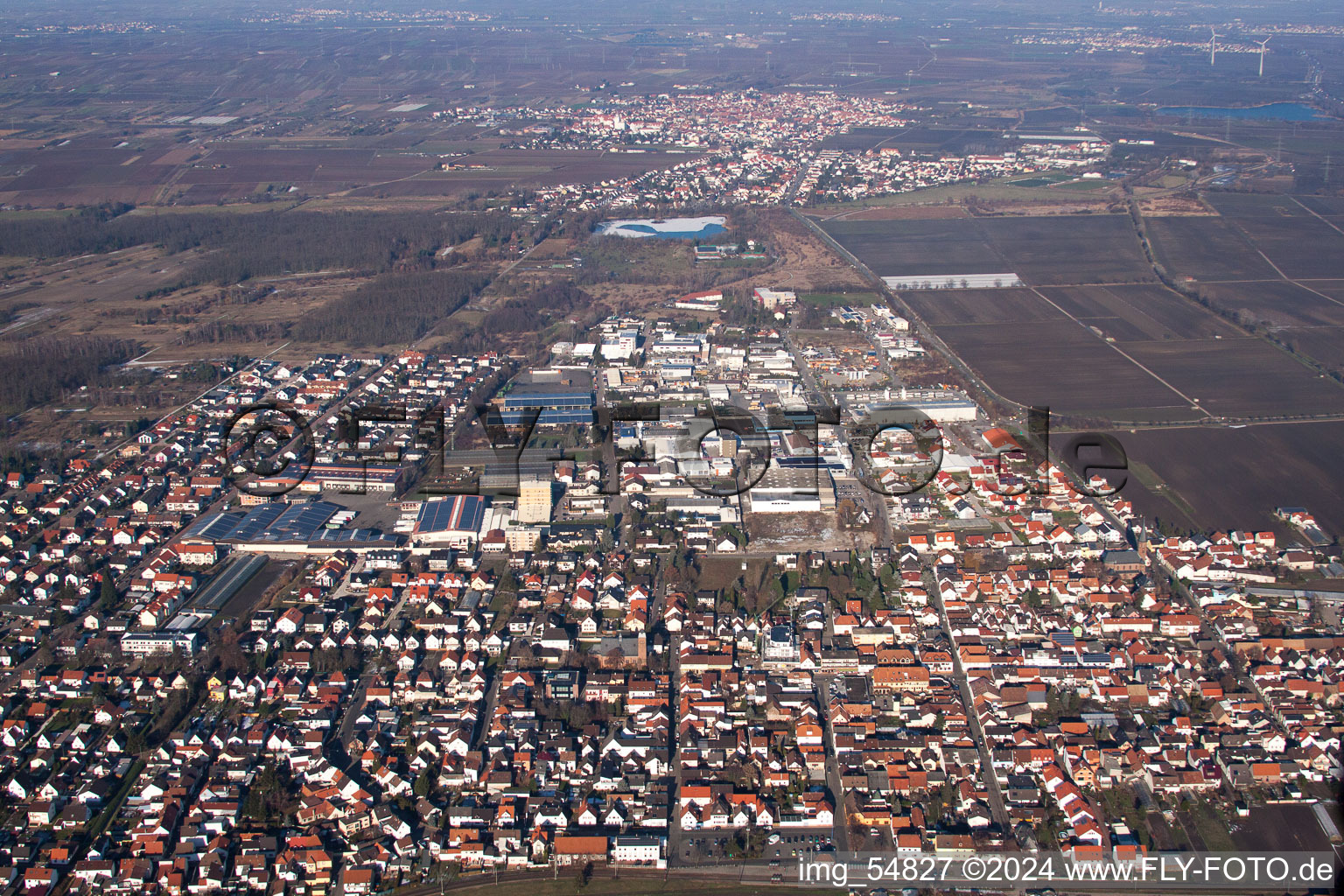 Fußgönheim in the state Rhineland-Palatinate, Germany seen from above