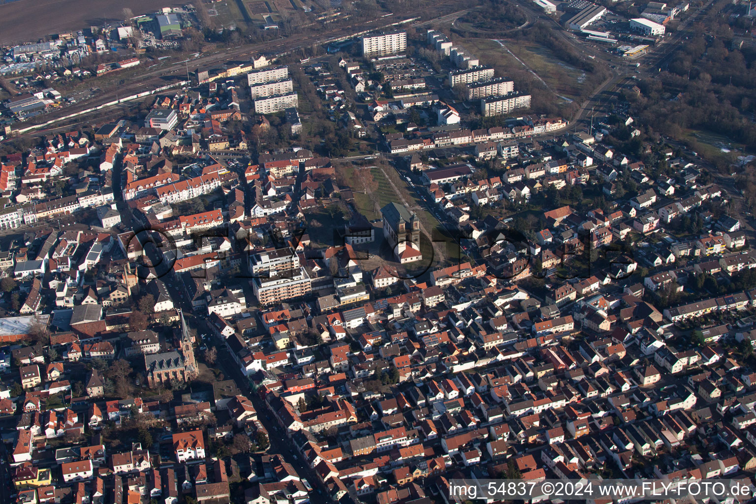 Aerial photograpy of District Oggersheim in Ludwigshafen am Rhein in the state Rhineland-Palatinate, Germany