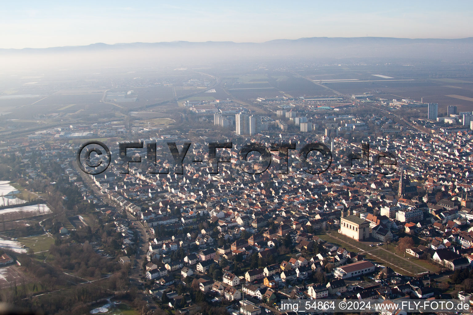 District Oggersheim in Ludwigshafen am Rhein in the state Rhineland-Palatinate, Germany out of the air