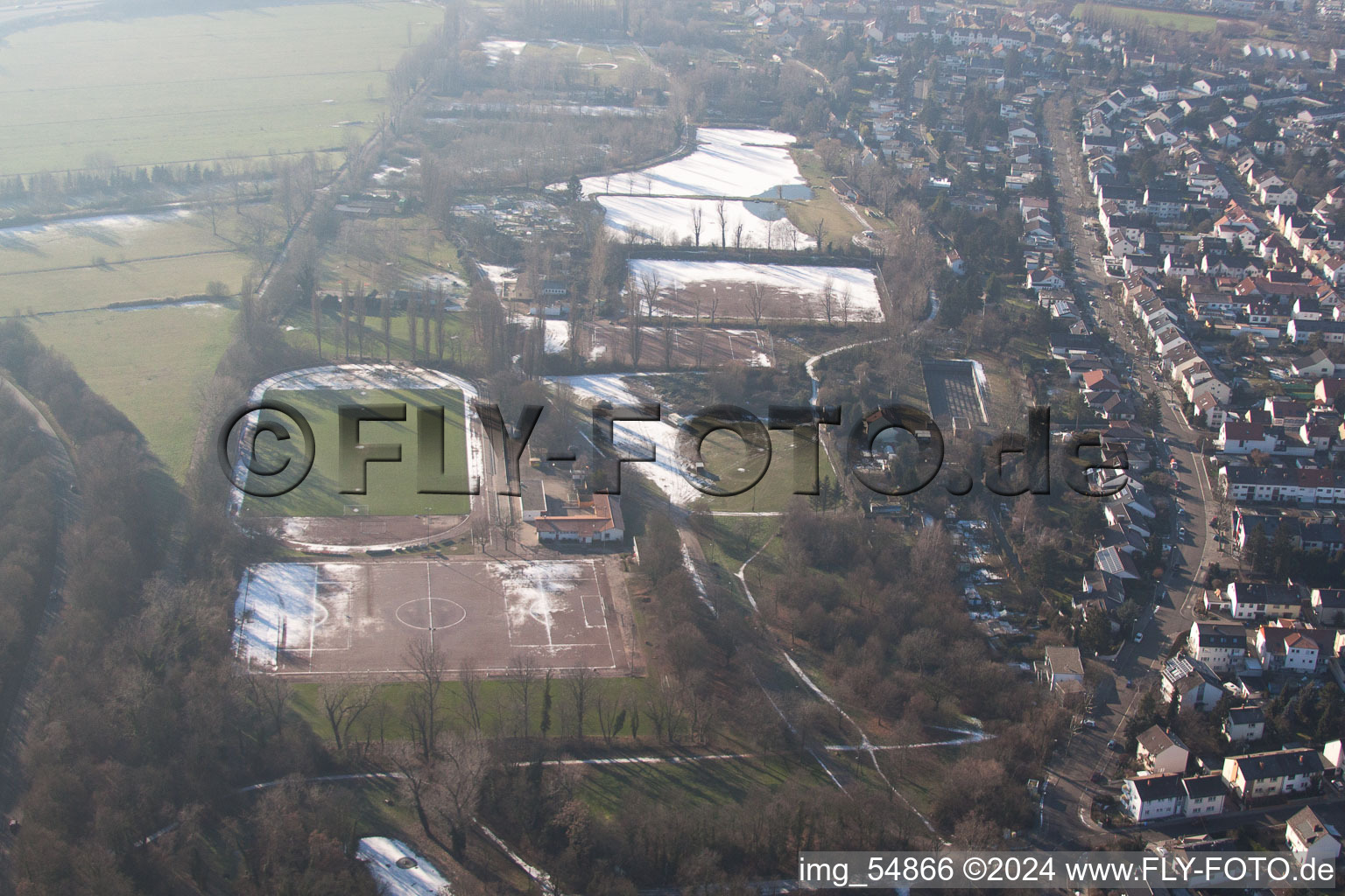 District Oggersheim in Ludwigshafen am Rhein in the state Rhineland-Palatinate, Germany seen from above