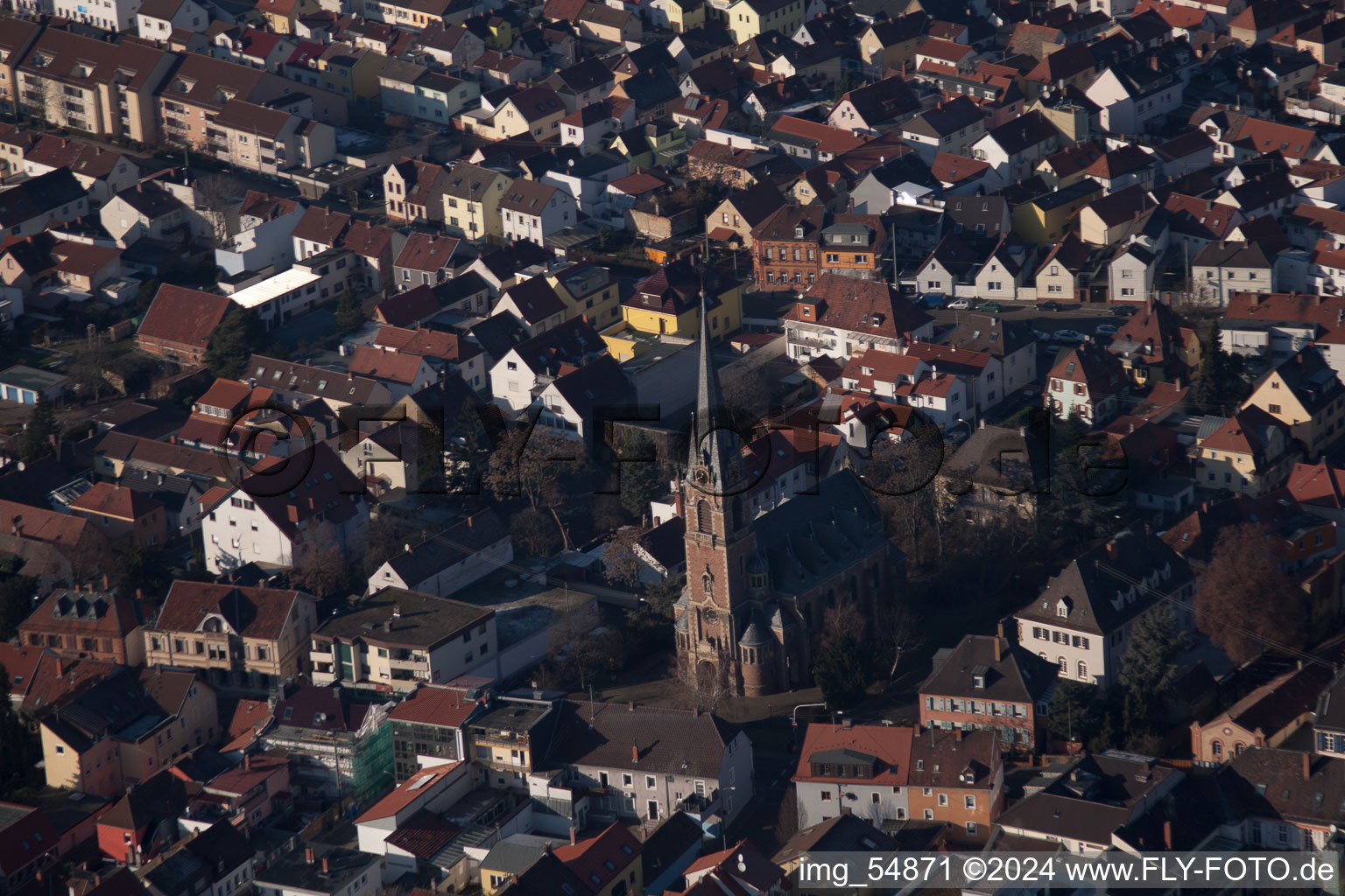 District Oggersheim in Ludwigshafen am Rhein in the state Rhineland-Palatinate, Germany viewn from the air