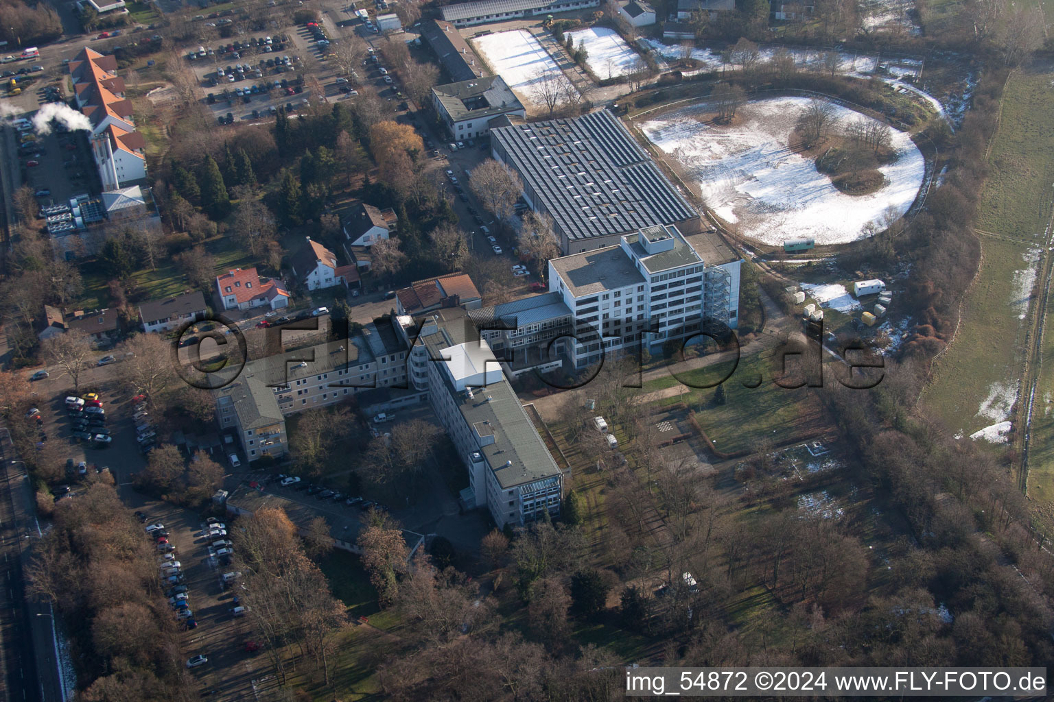 Drone recording of District Oggersheim in Ludwigshafen am Rhein in the state Rhineland-Palatinate, Germany