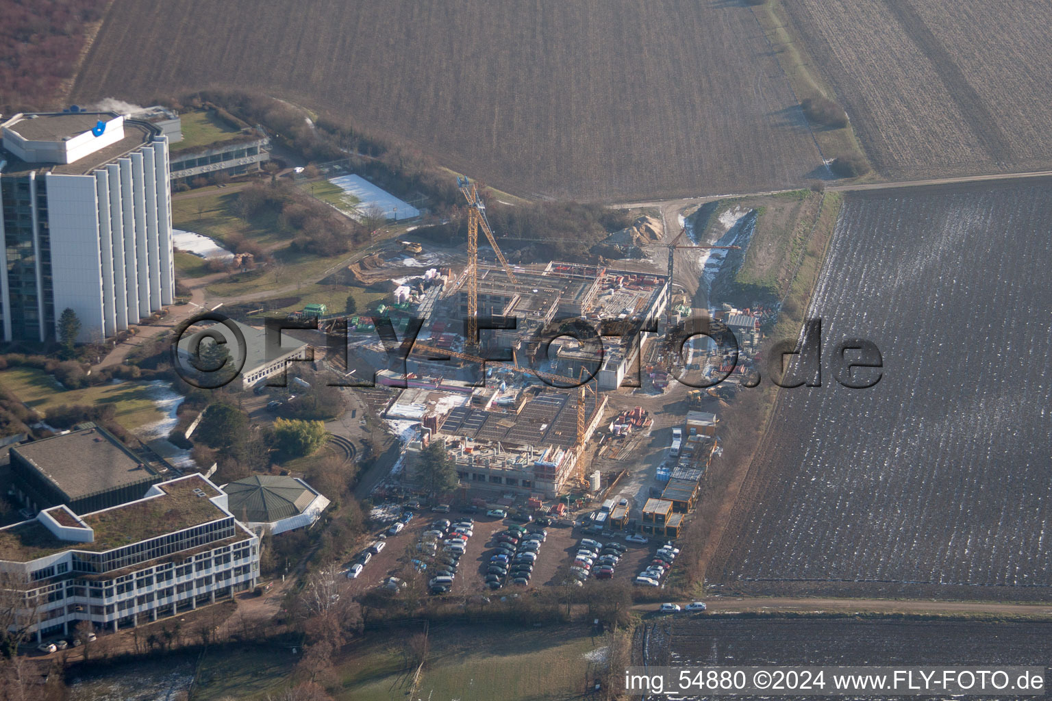 Hospital grounds of the Clinic BG Klinik Ludwigshafen in Ludwigshafen am Rhein in the state Rhineland-Palatinate out of the air