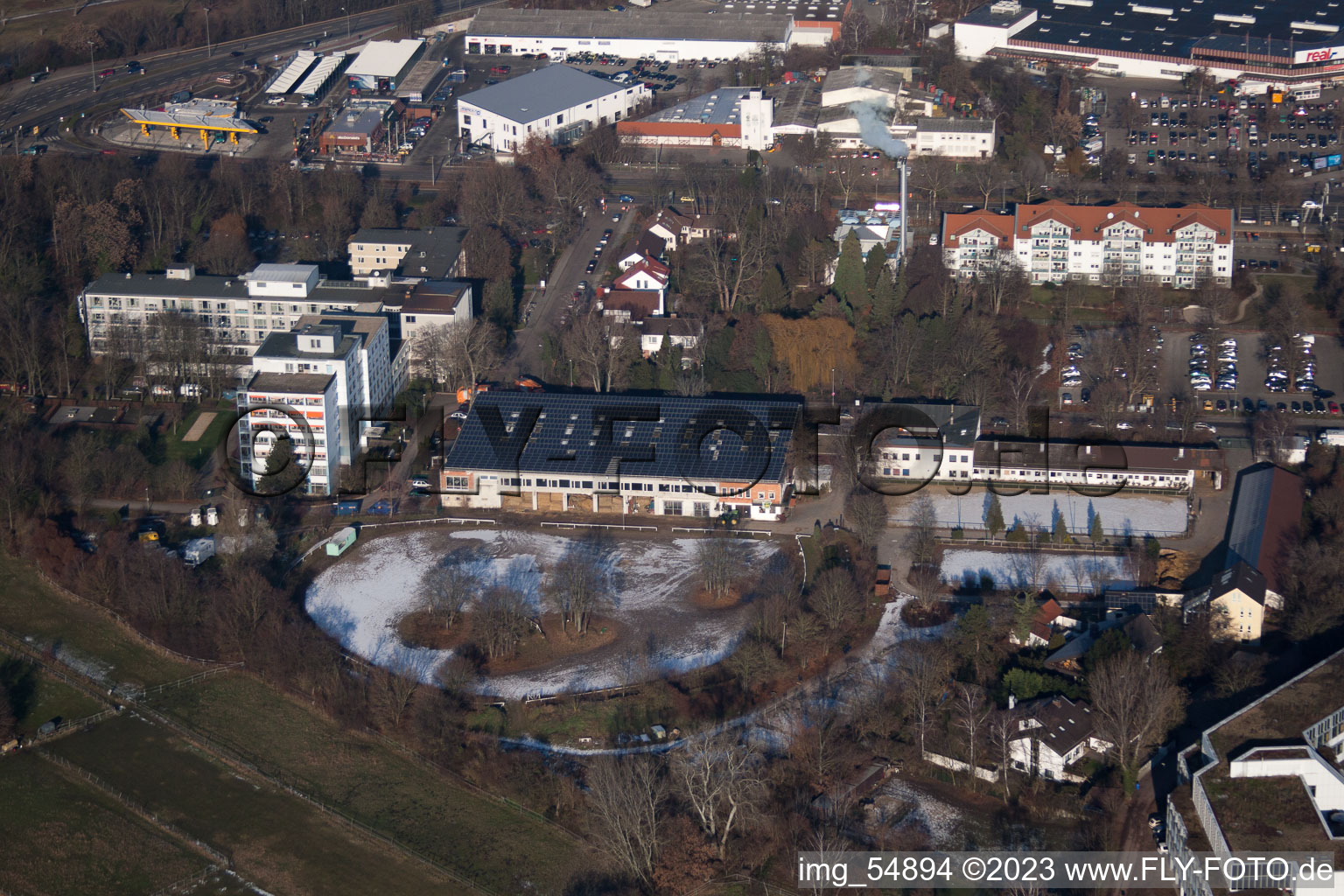 Drone image of District Oggersheim in Ludwigshafen am Rhein in the state Rhineland-Palatinate, Germany