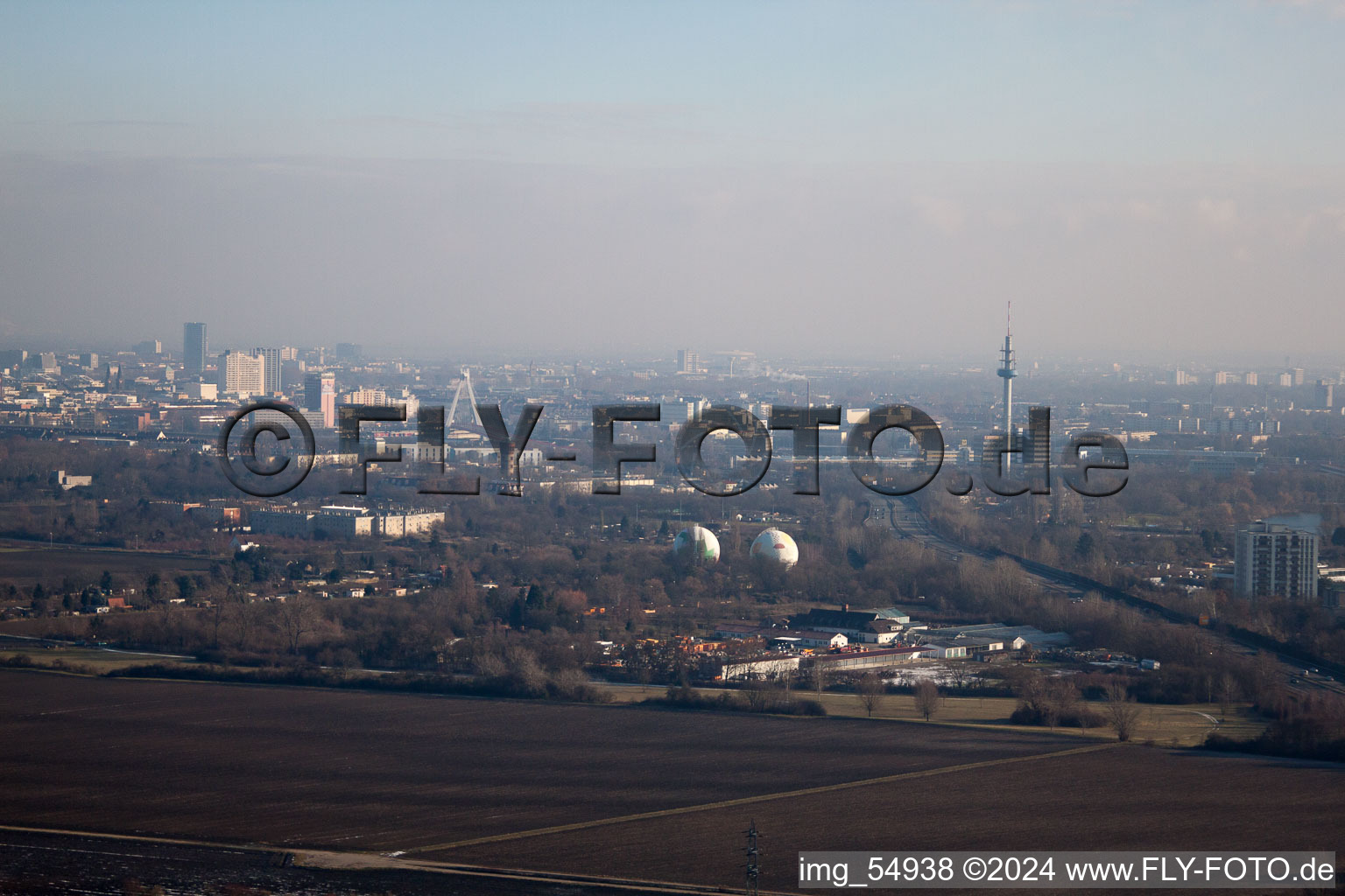 Aerial view of District West in Ludwigshafen am Rhein in the state Rhineland-Palatinate, Germany