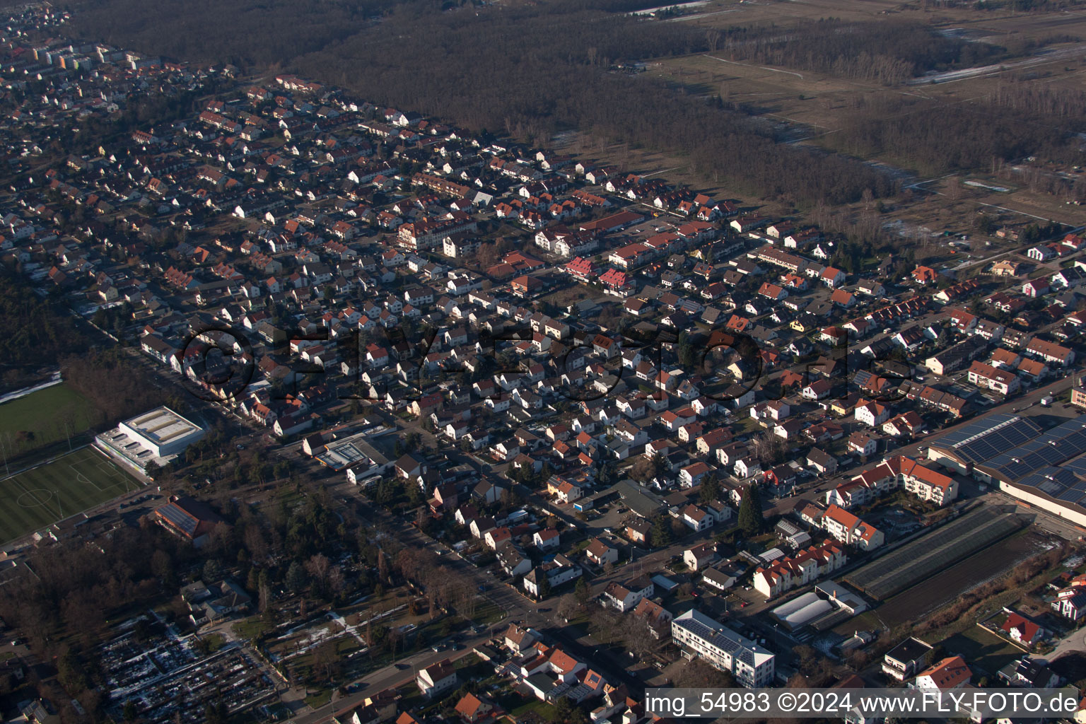 Maxdorf in the state Rhineland-Palatinate, Germany seen from a drone