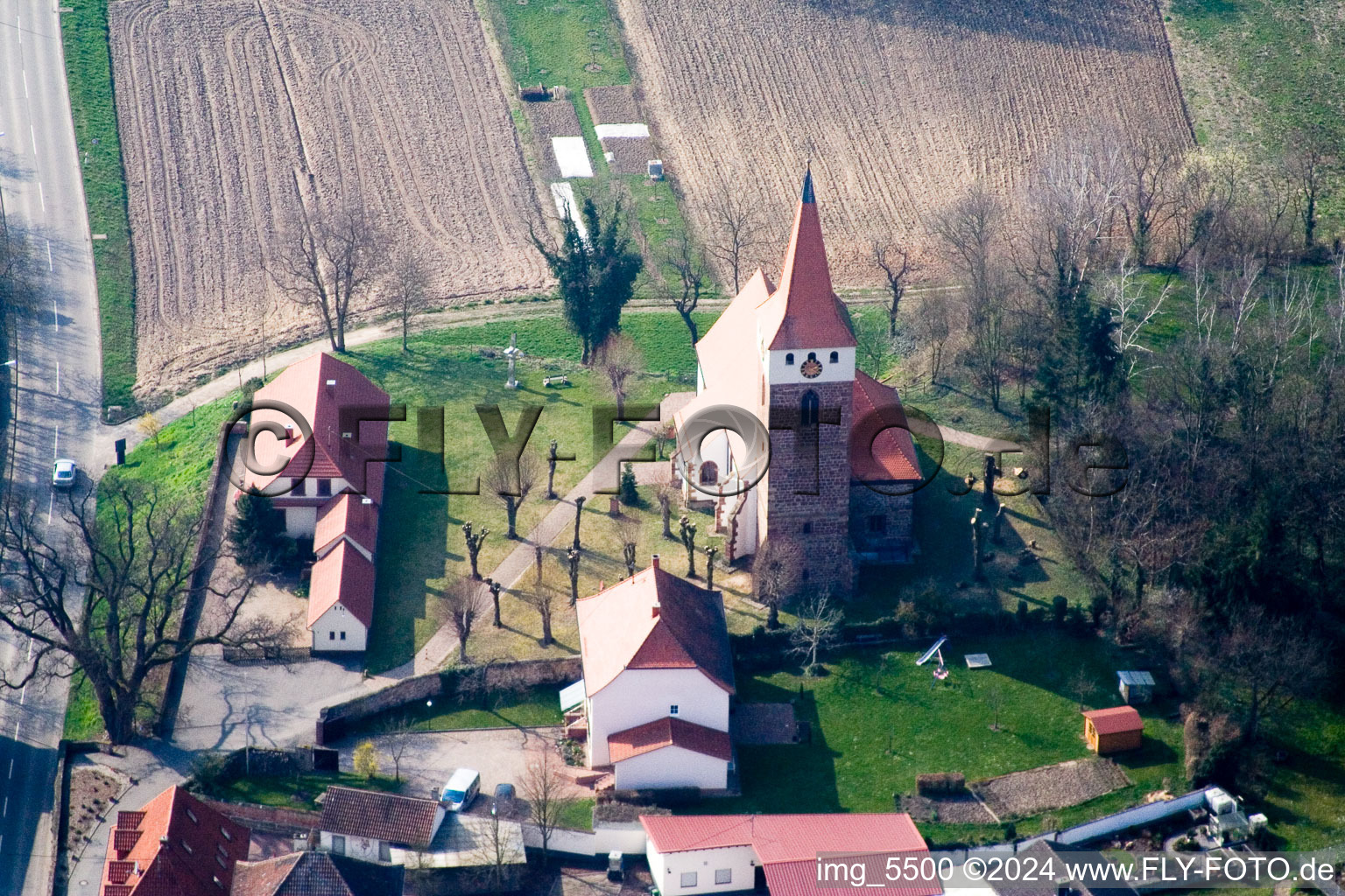 Protestant Church in Minfeld in the state Rhineland-Palatinate, Germany