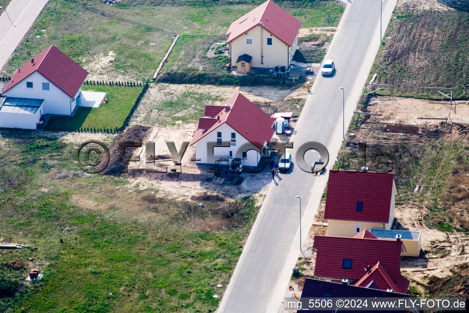 Drone image of New development area NO in the district Schaidt in Wörth am Rhein in the state Rhineland-Palatinate, Germany