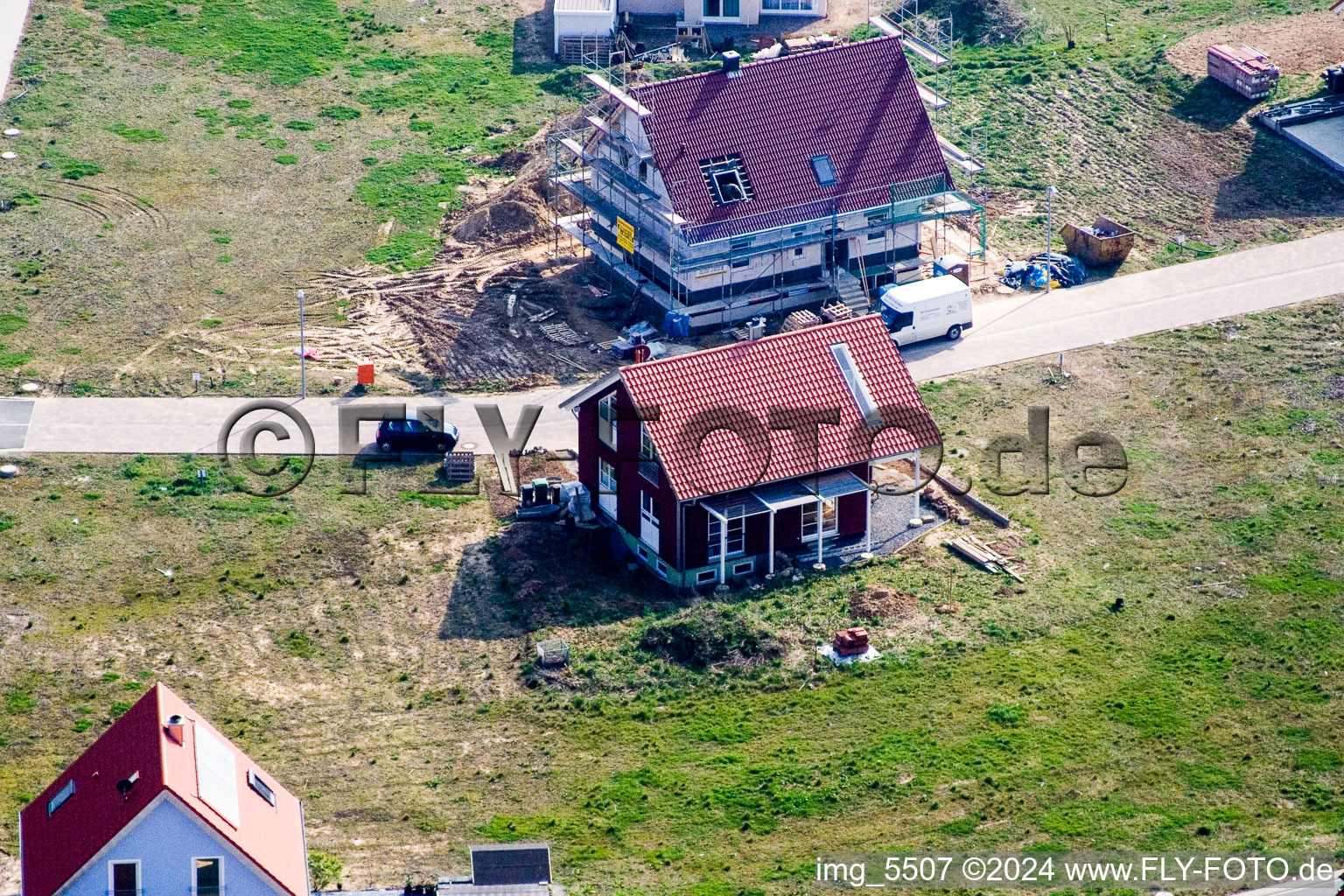 New development area NE in the district Schaidt in Wörth am Rhein in the state Rhineland-Palatinate, Germany from the drone perspective