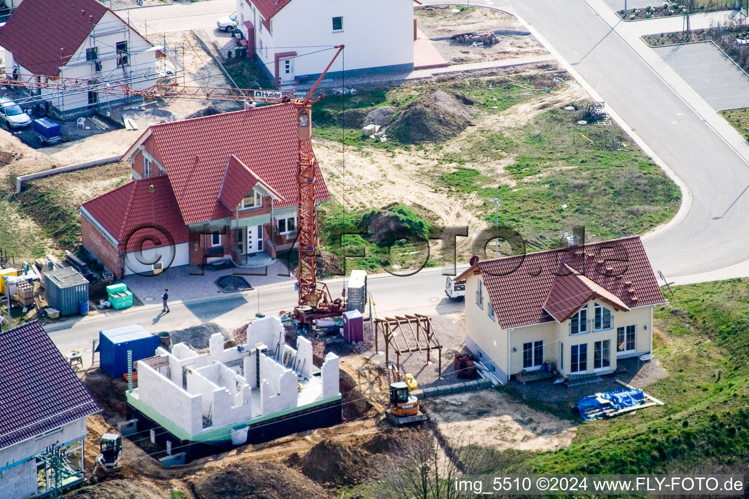 New development area NO in the district Schaidt in Wörth am Rhein in the state Rhineland-Palatinate, Germany from a drone