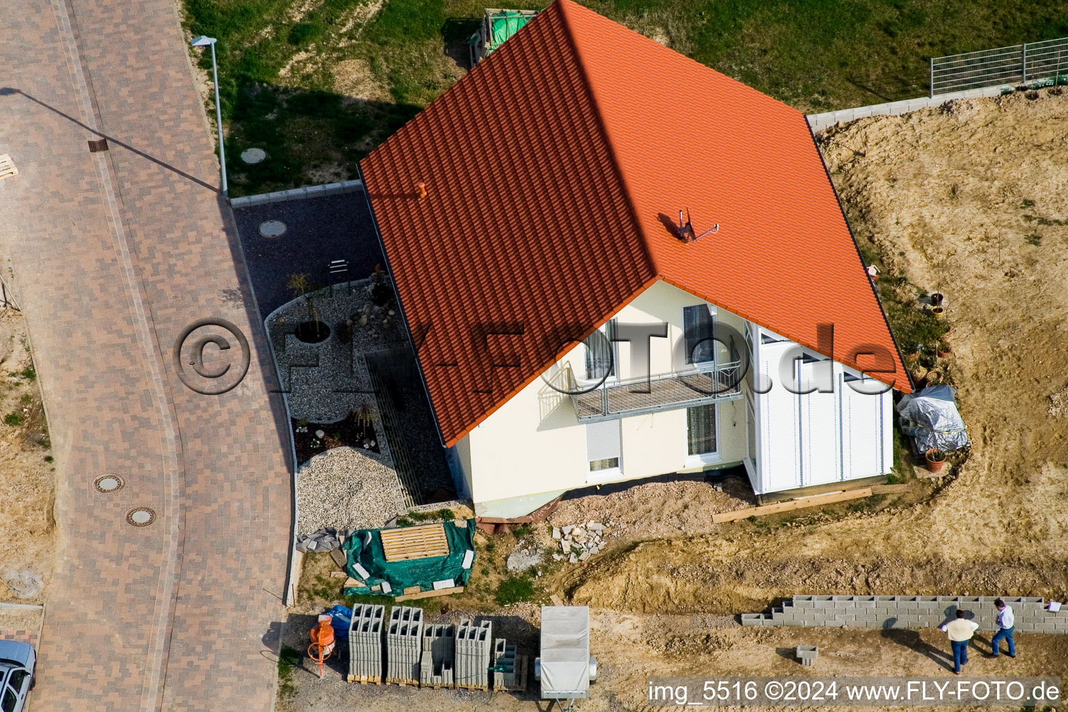 Oblique view of New development area NE in the district Schaidt in Wörth am Rhein in the state Rhineland-Palatinate, Germany