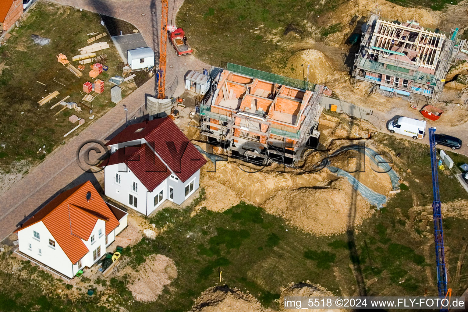 New development area NO in the district Schaidt in Wörth am Rhein in the state Rhineland-Palatinate, Germany from above