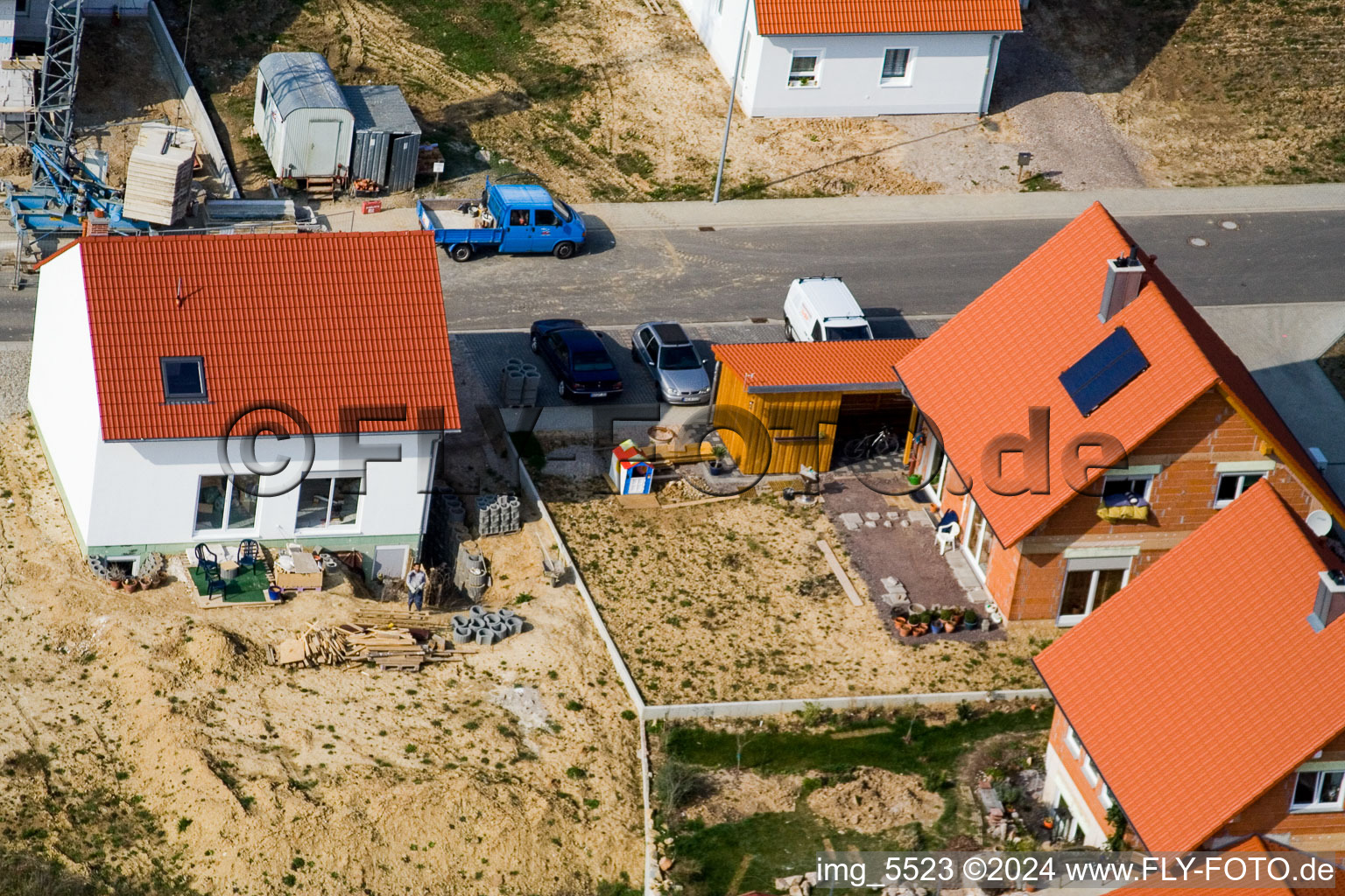 New development area NE in the district Schaidt in Wörth am Rhein in the state Rhineland-Palatinate, Germany seen from above