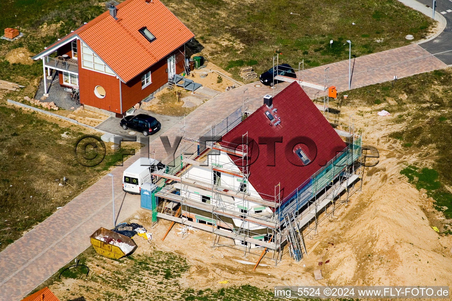 New development area NE in the district Schaidt in Wörth am Rhein in the state Rhineland-Palatinate, Germany from the plane