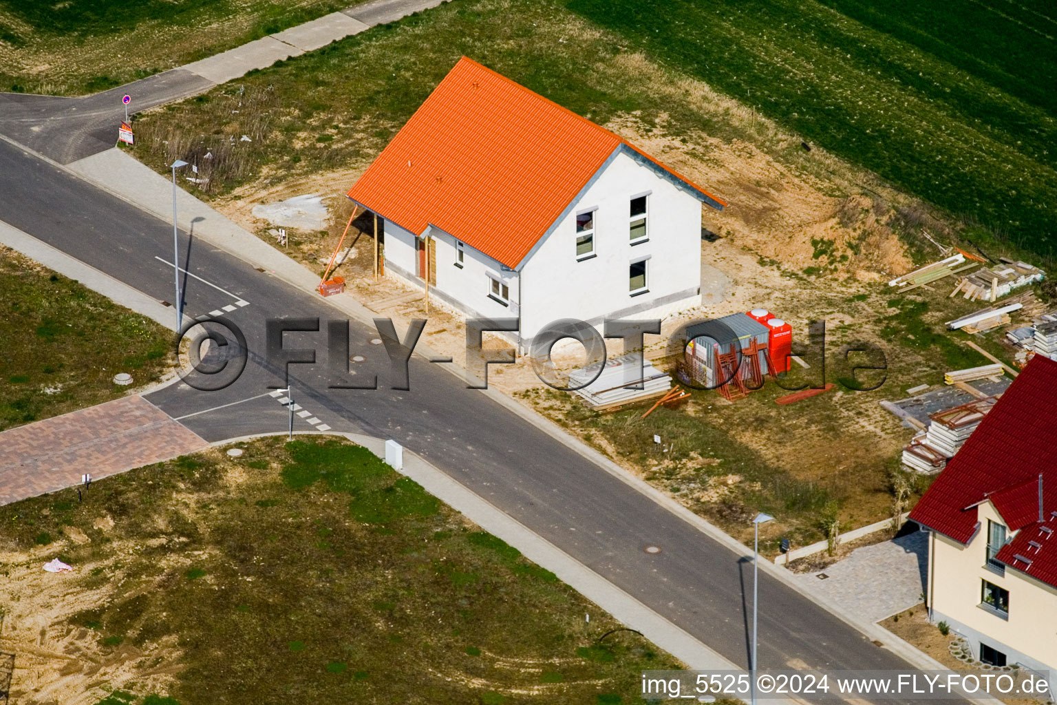 Bird's eye view of New development area NE in the district Schaidt in Wörth am Rhein in the state Rhineland-Palatinate, Germany