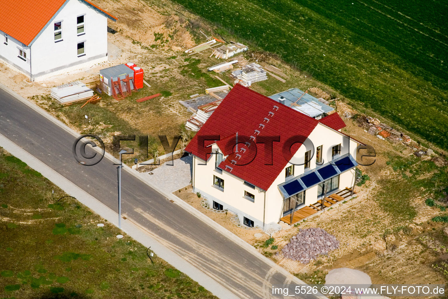 New development area NO in the district Schaidt in Wörth am Rhein in the state Rhineland-Palatinate, Germany viewn from the air