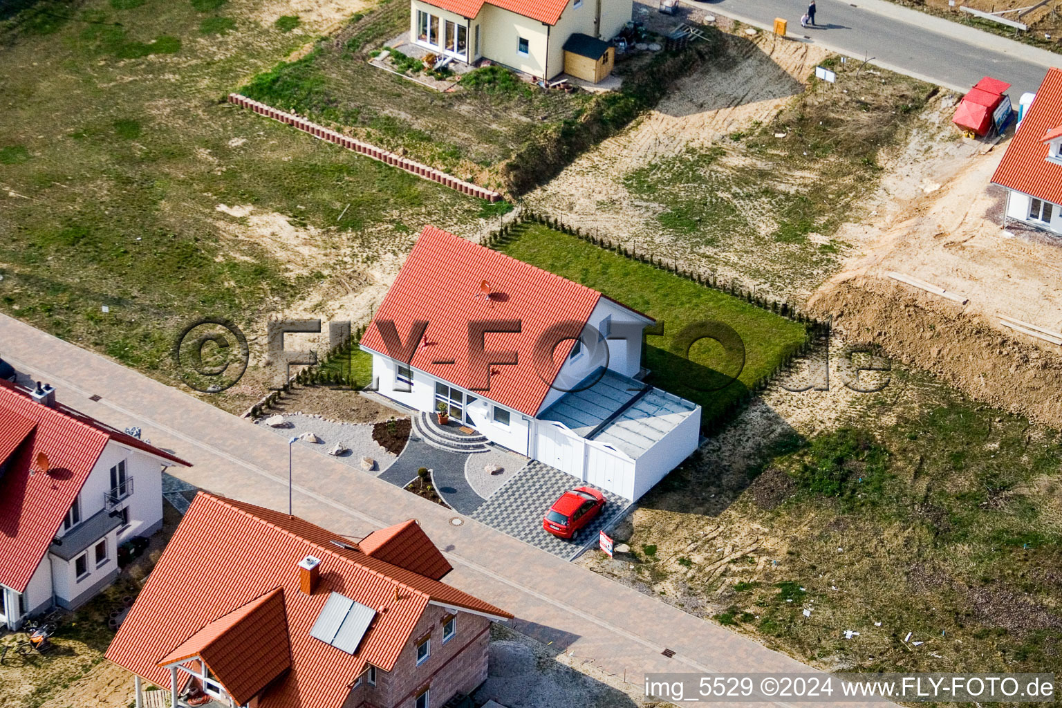 New development area NO in the district Schaidt in Wörth am Rhein in the state Rhineland-Palatinate, Germany from the drone perspective