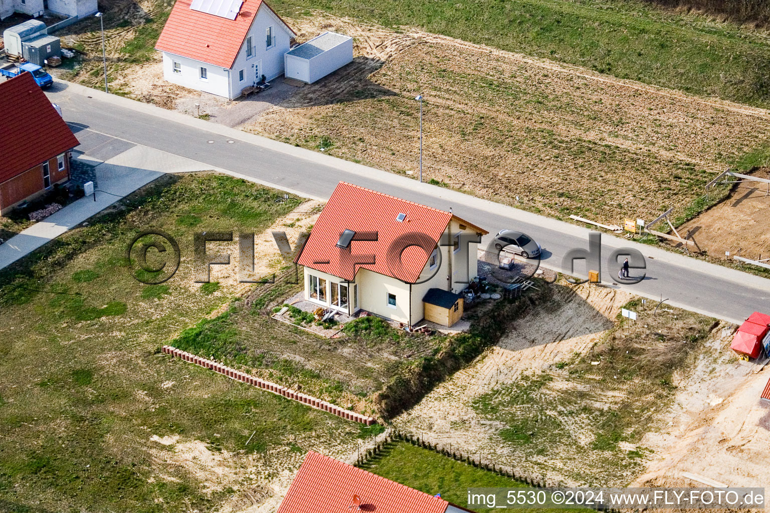 New development area NO in the district Schaidt in Wörth am Rhein in the state Rhineland-Palatinate, Germany from a drone