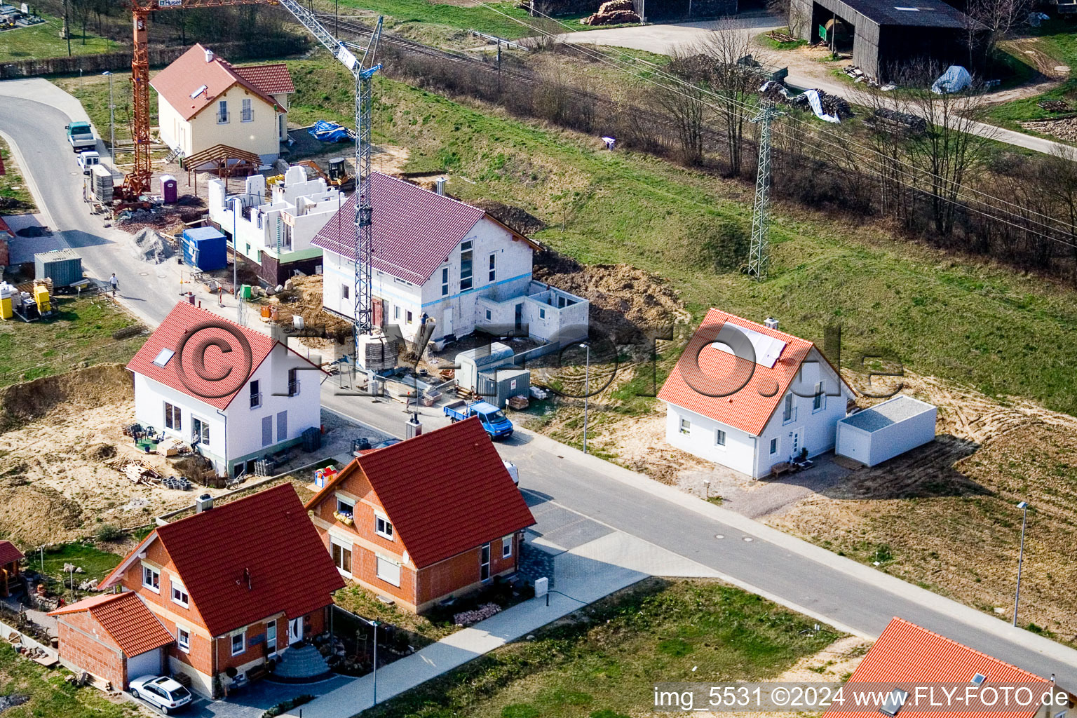 Aerial view of New development area NO, Hoffmann in the district Schaidt in Wörth am Rhein in the state Rhineland-Palatinate, Germany