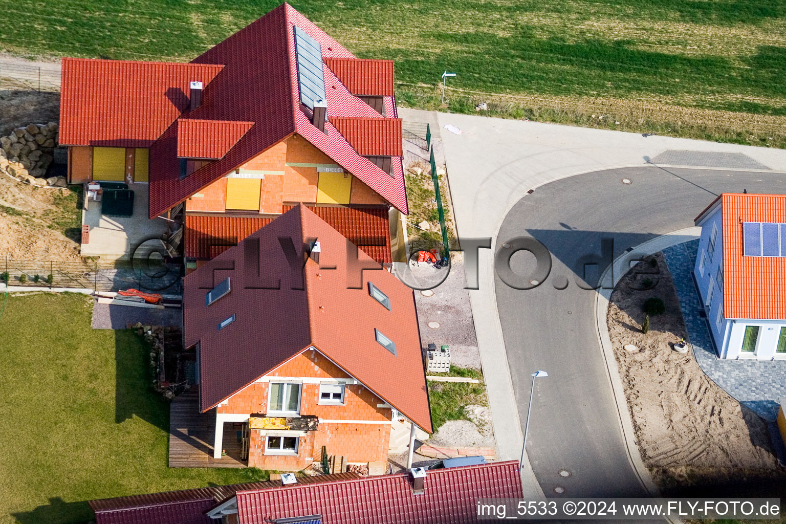 Aerial view of New development area NO in the district Schaidt in Wörth am Rhein in the state Rhineland-Palatinate, Germany