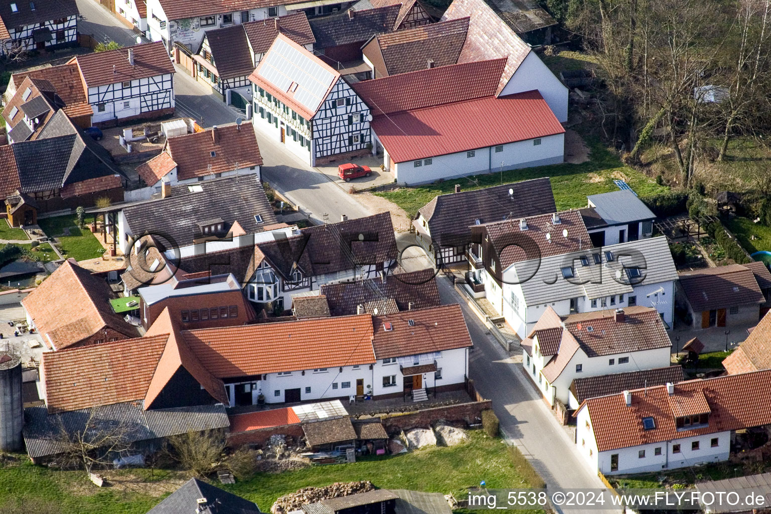 Bird's eye view of Dierbach in the state Rhineland-Palatinate, Germany