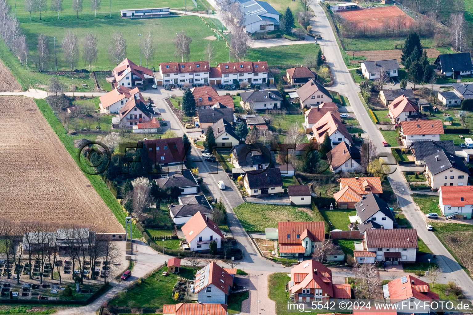 Oblique view of Hergersweiler in the state Rhineland-Palatinate, Germany