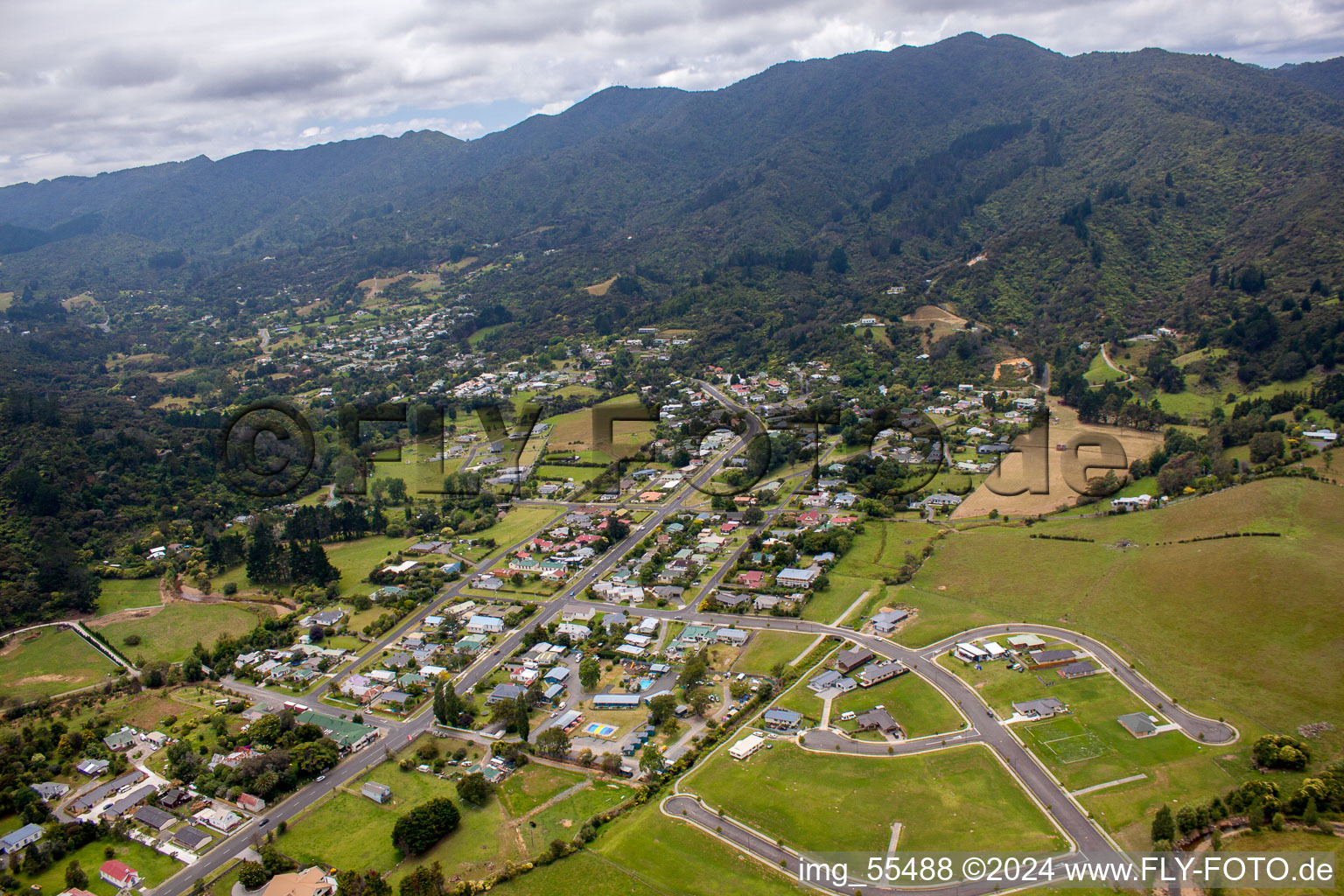 Aerial view of Coromandel in the state Waikato, New Zealand