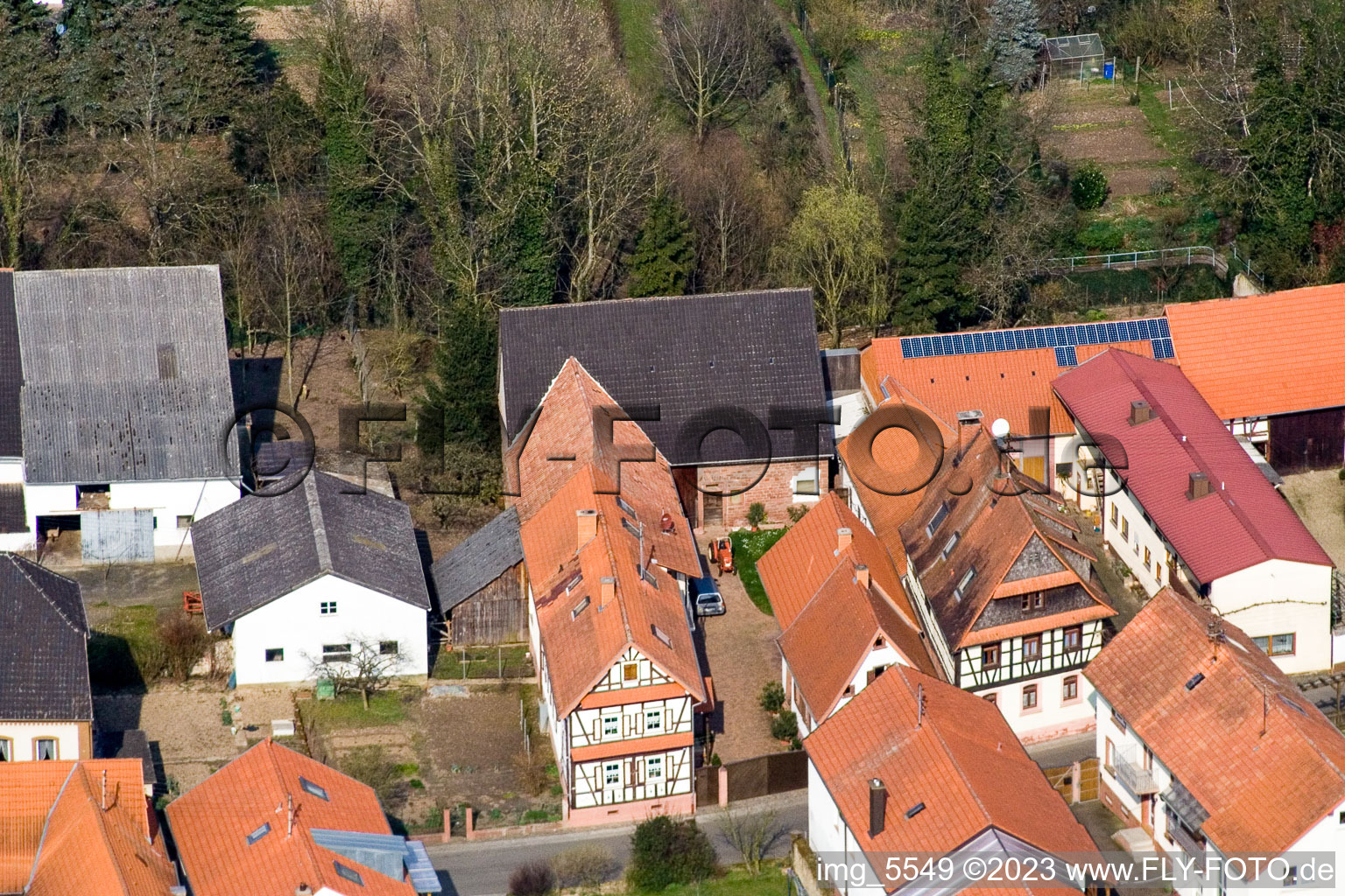 Drone recording of Hergersweiler in the state Rhineland-Palatinate, Germany