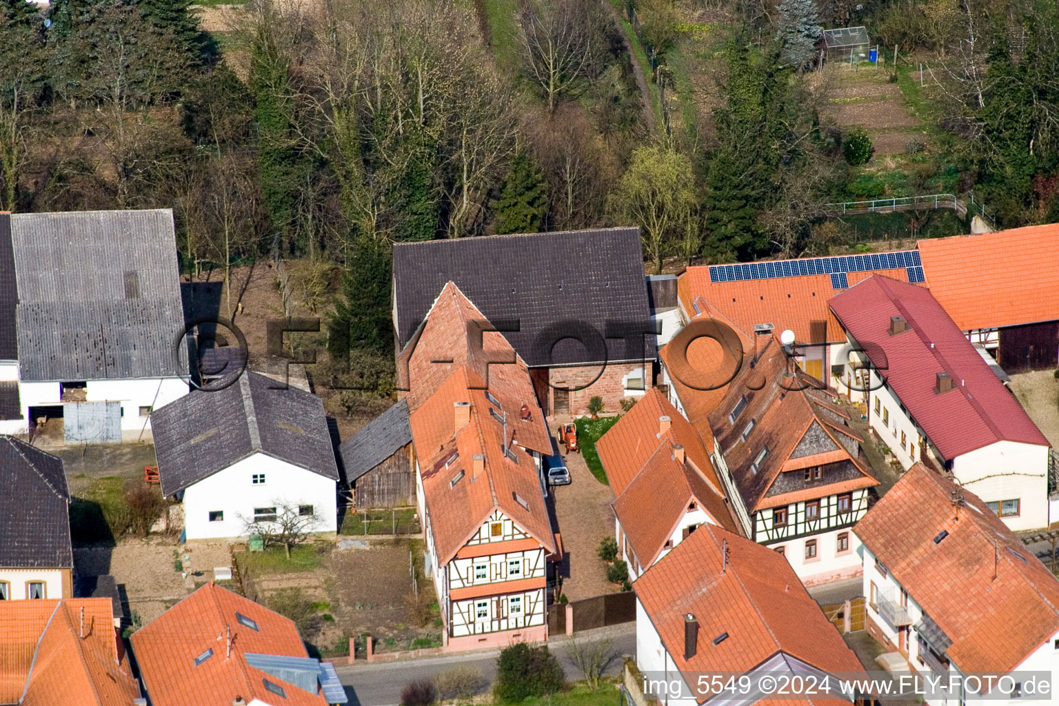 Drone recording of Hergersweiler in the state Rhineland-Palatinate, Germany