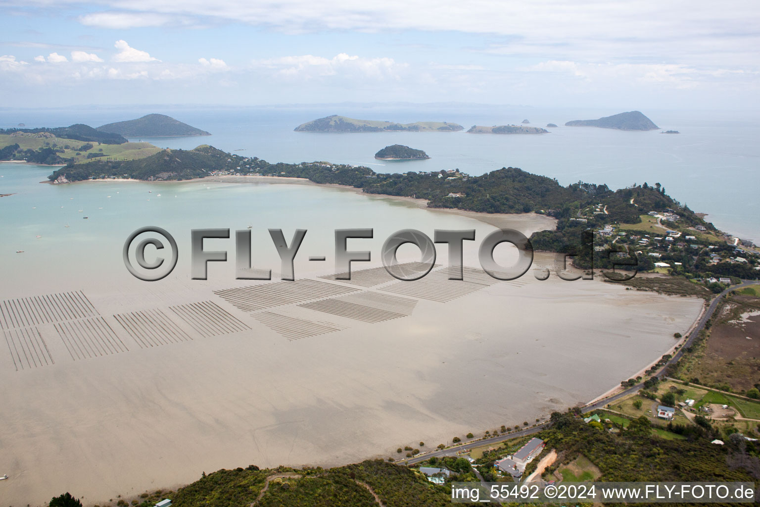 Oblique view of Coromandel in the state Waikato, New Zealand