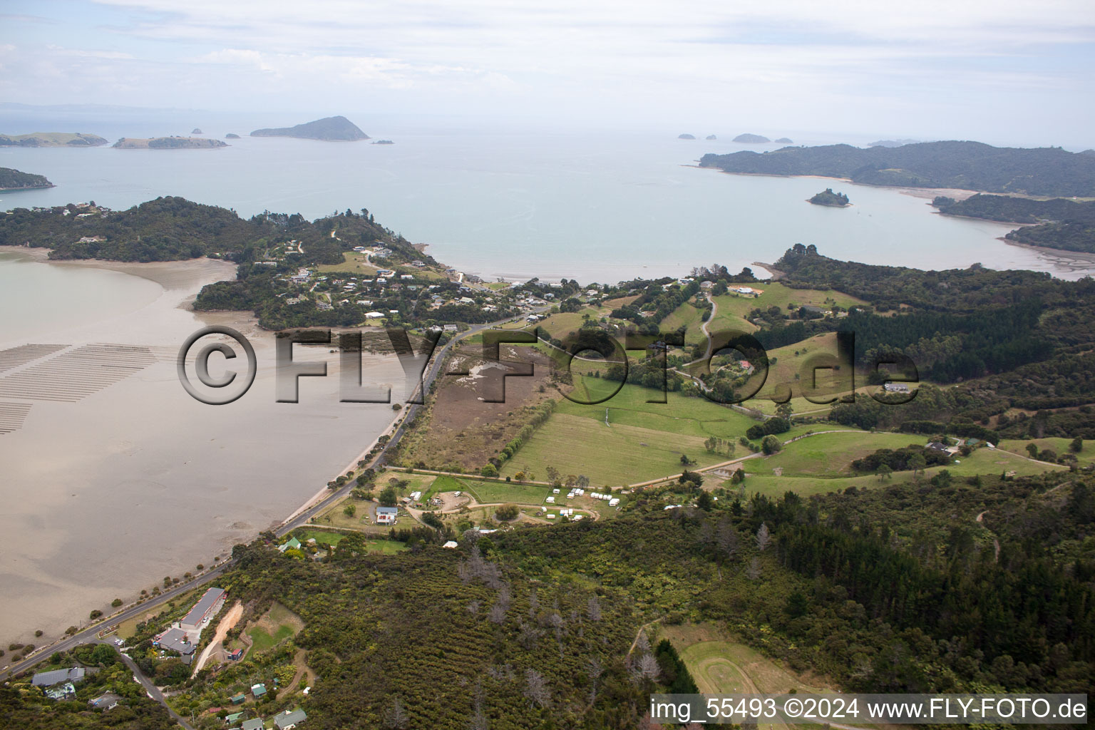 Coromandel in the state Waikato, New Zealand from above