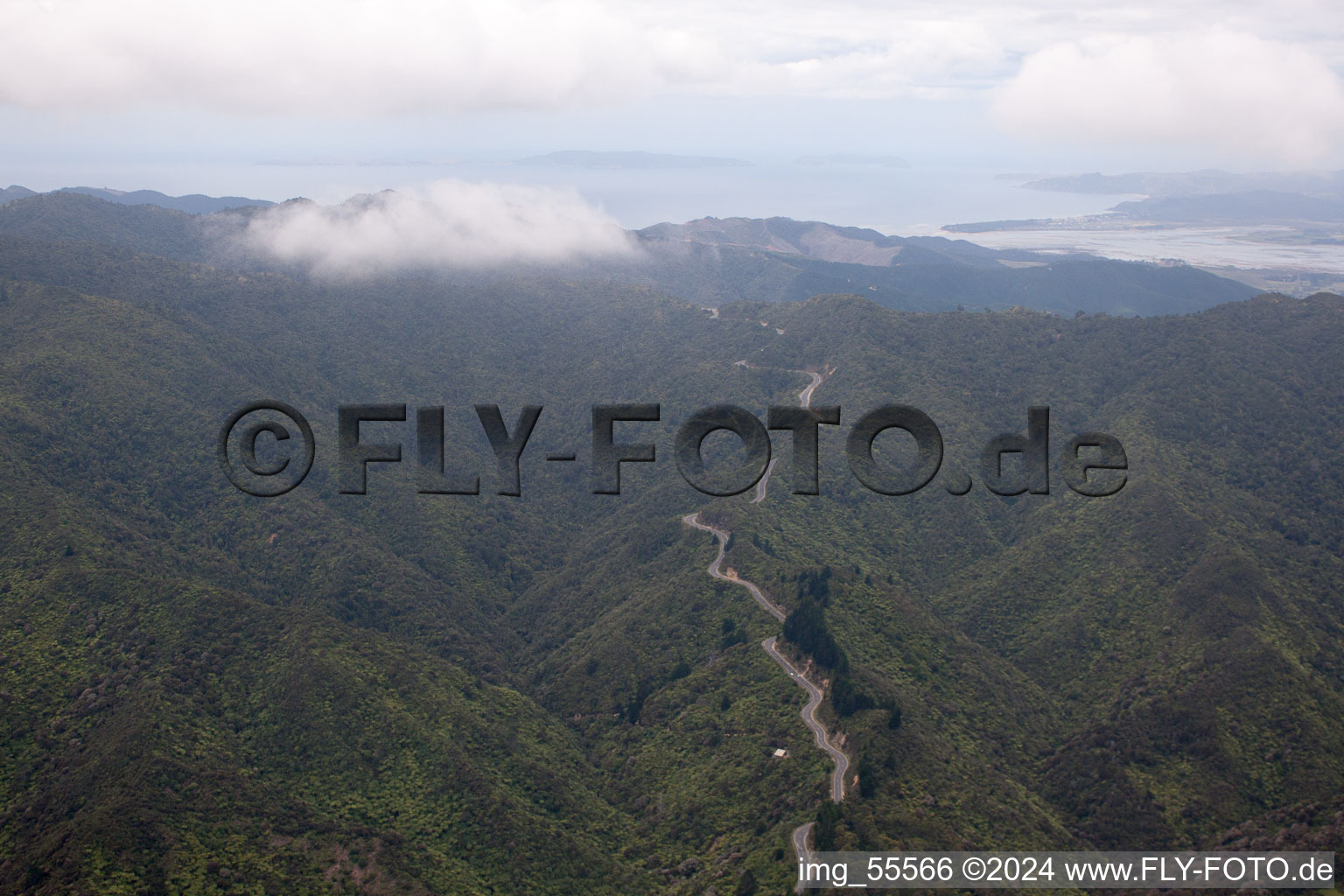 Steep road to Whitianga in Coromandel in the state Waikato, New Zealand