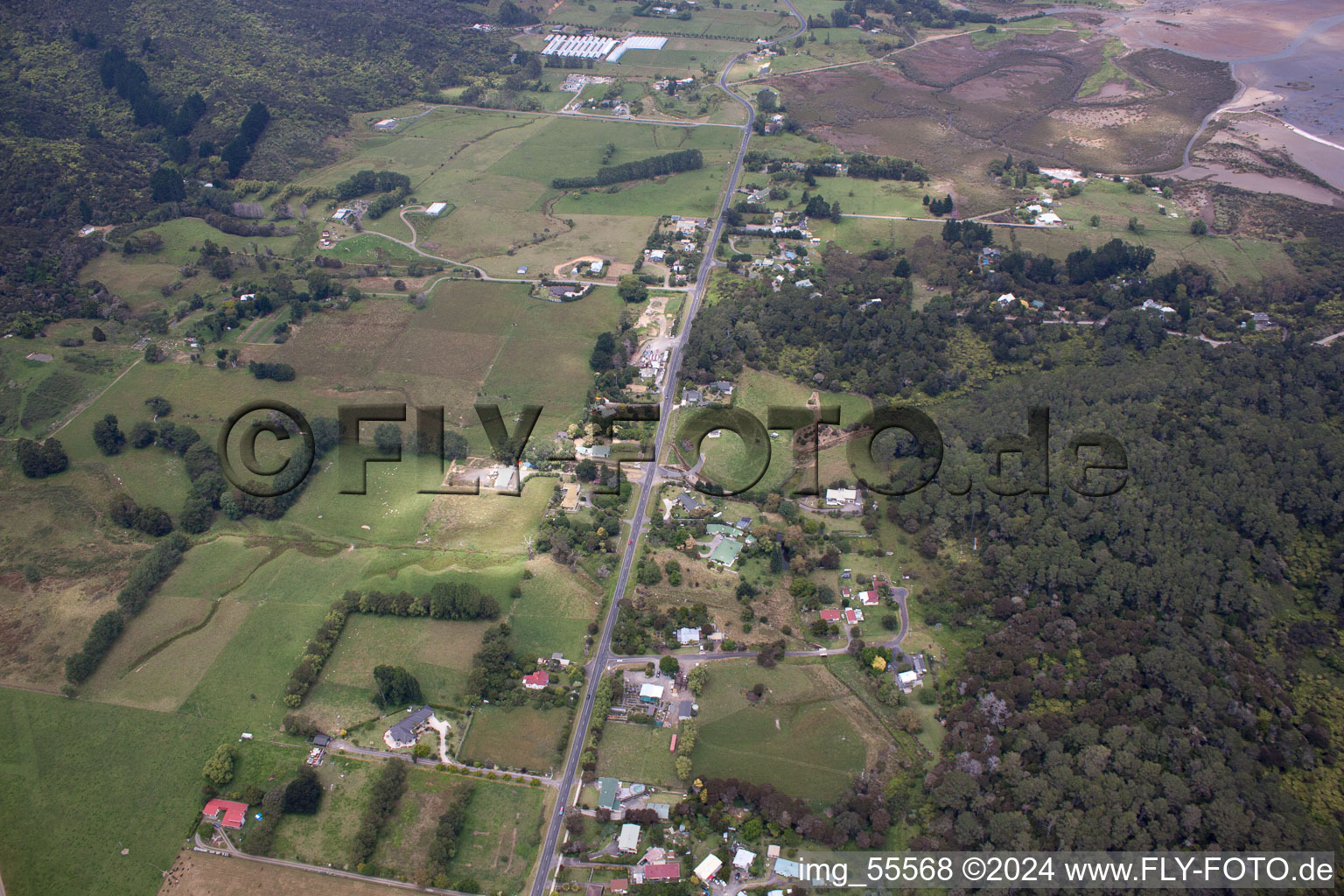 Aerial view of District Preece Point in Coromandel in the state Waikato, New Zealand