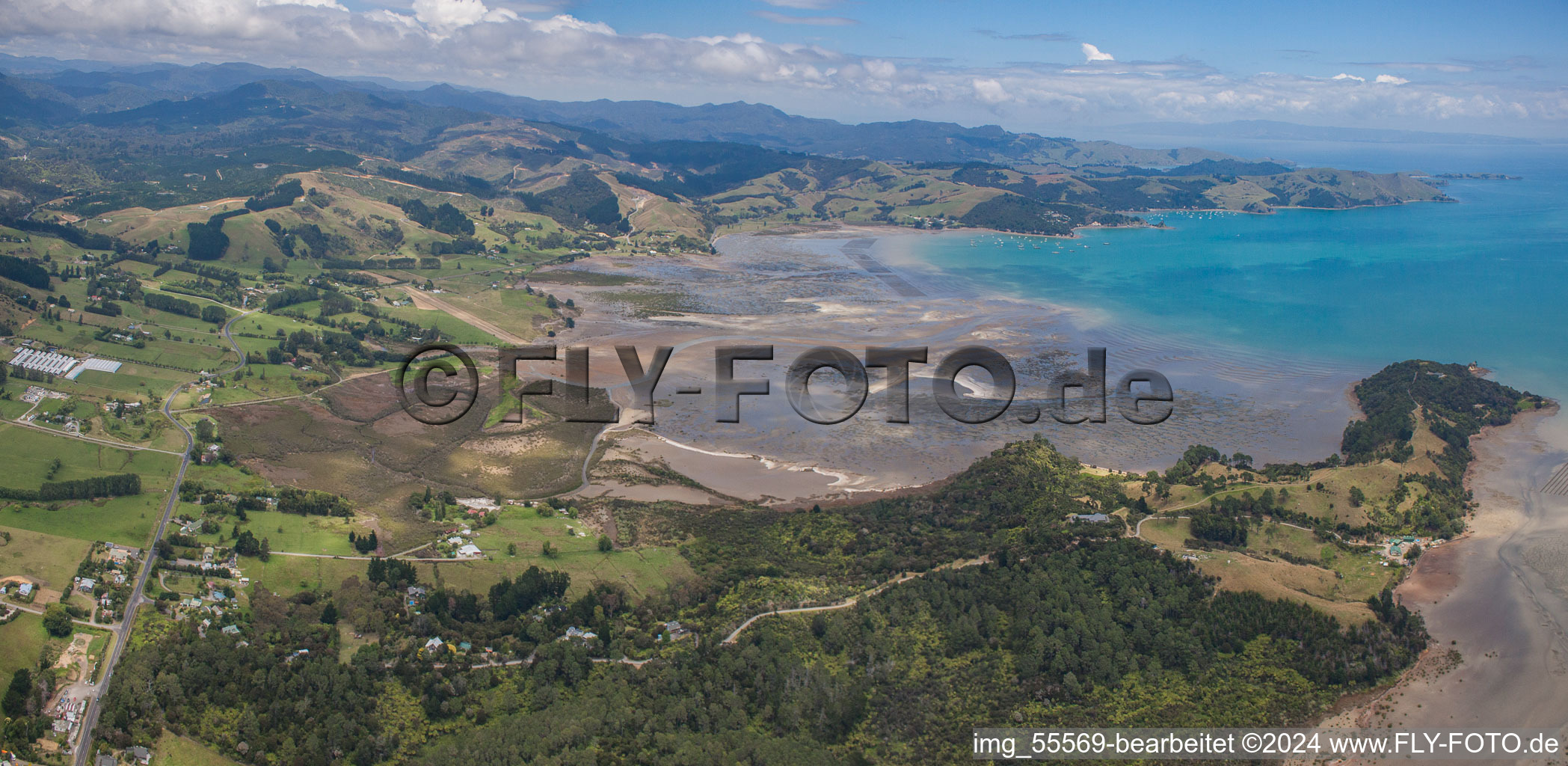 Aerial photograpy of District Preece Point in Coromandel in the state Waikato, New Zealand