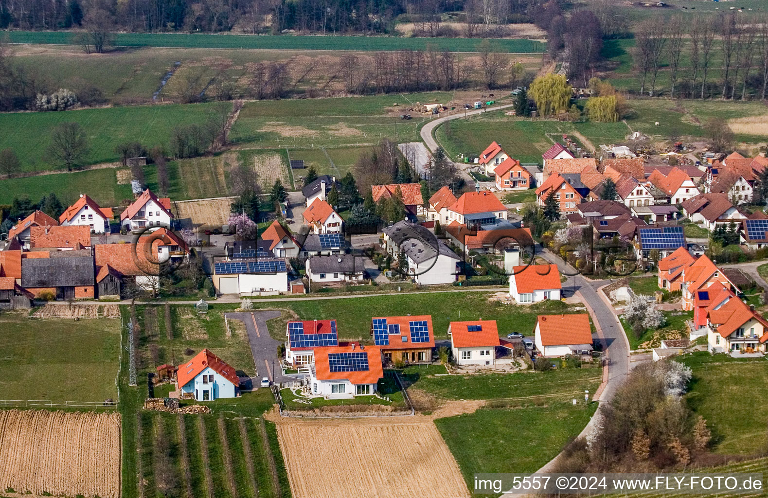 Oblique view of Hergersweiler in the state Rhineland-Palatinate, Germany