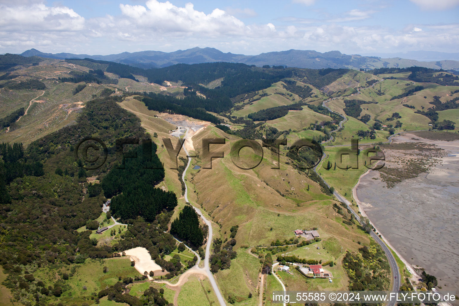 District Preece Point in Coromandel in the state Waikato, New Zealand from the plane